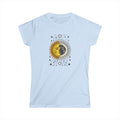 SatsandStripes.com Sun Moon Women's T-Shirt Celestial Graphic Tee Boho Astrology Shirt Sun Face Moon Face Top Light Blue