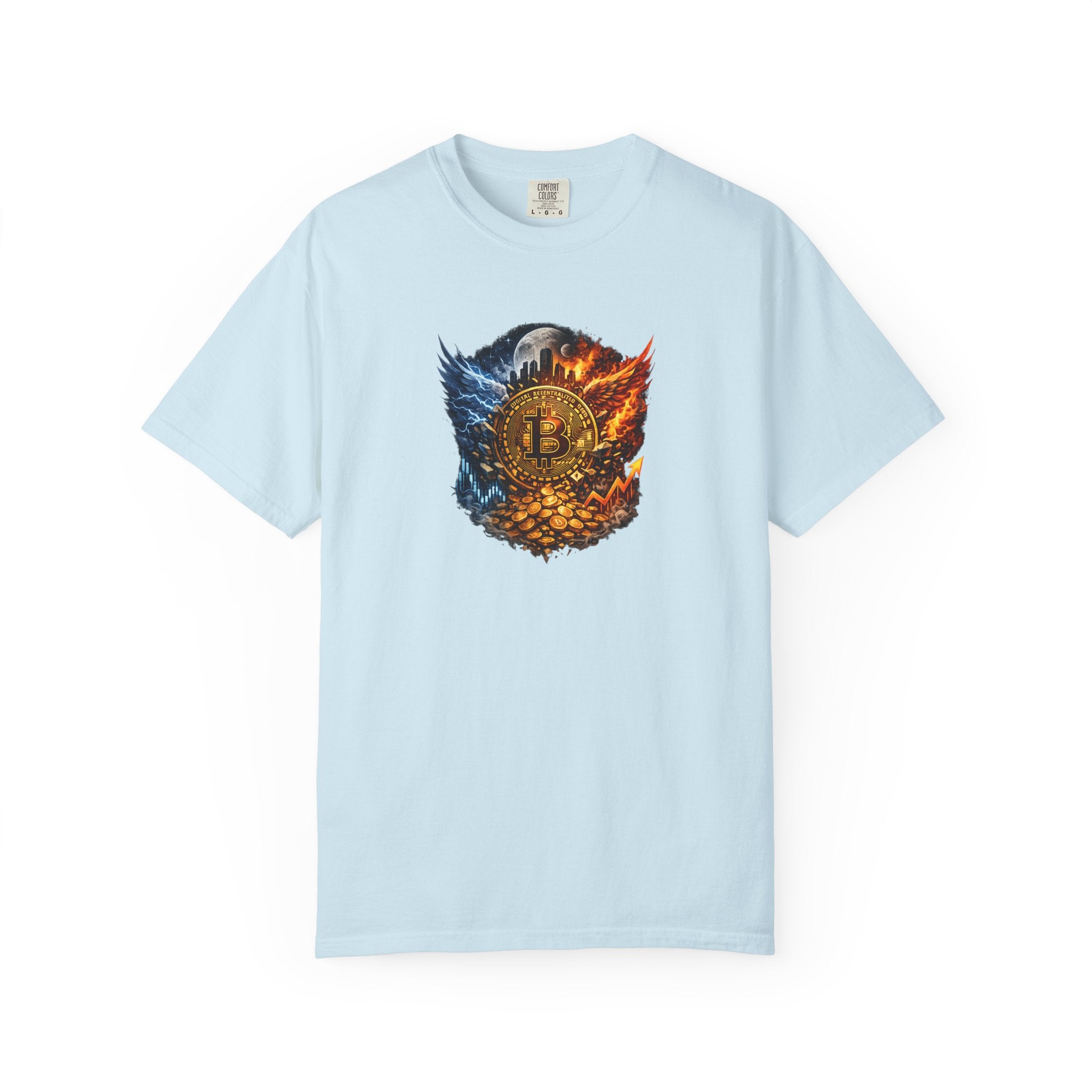 Bitcoin Fire & Ice Crest TShirt Crypto Nerd Shirt Bitcoin Streetwear Tee Gift for Crypto Investor 8 colors 100% cotton