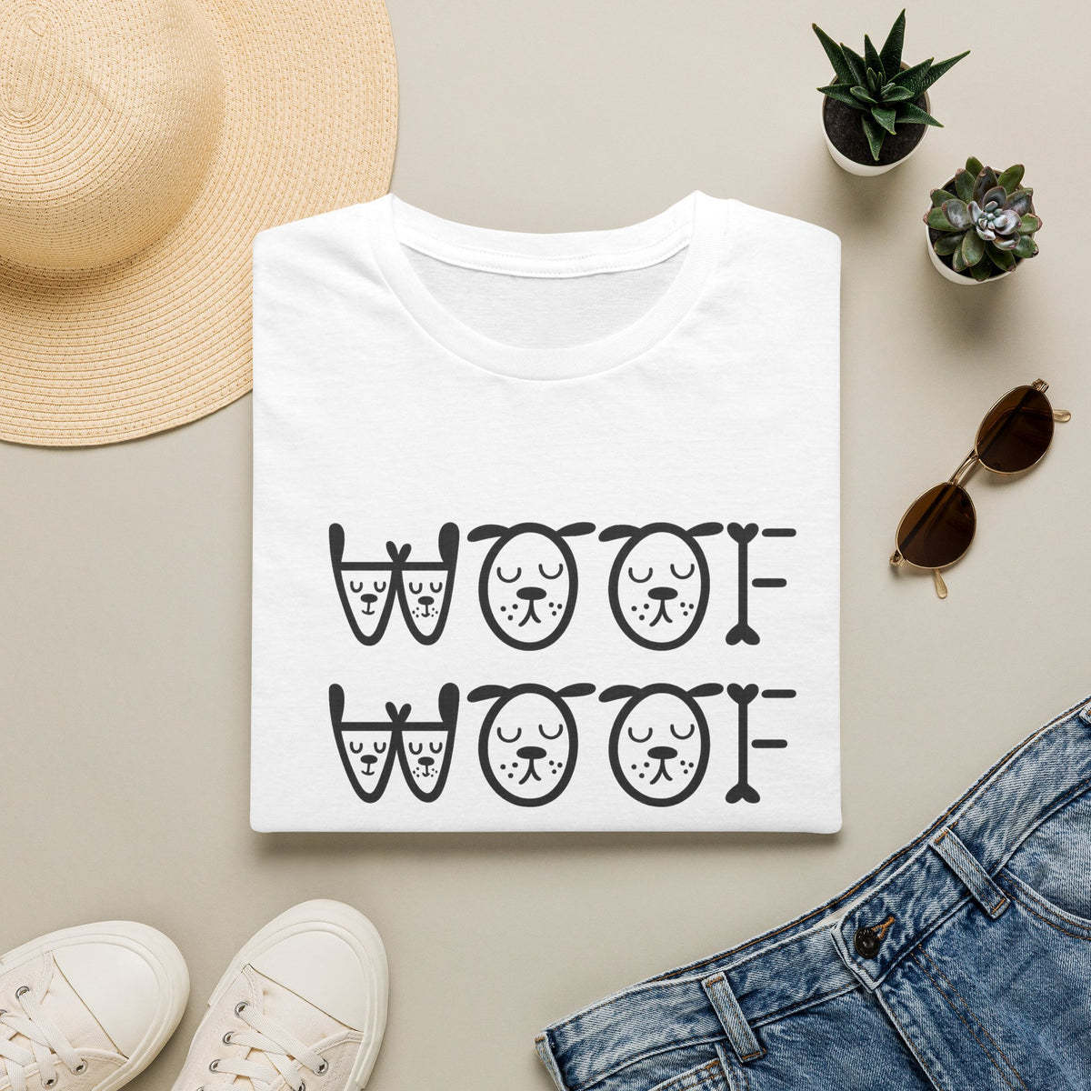 SatsandStripes.com Woof Woof Dog Lover Shirt Cute Dog T-Shirt Dog Owner Gift White