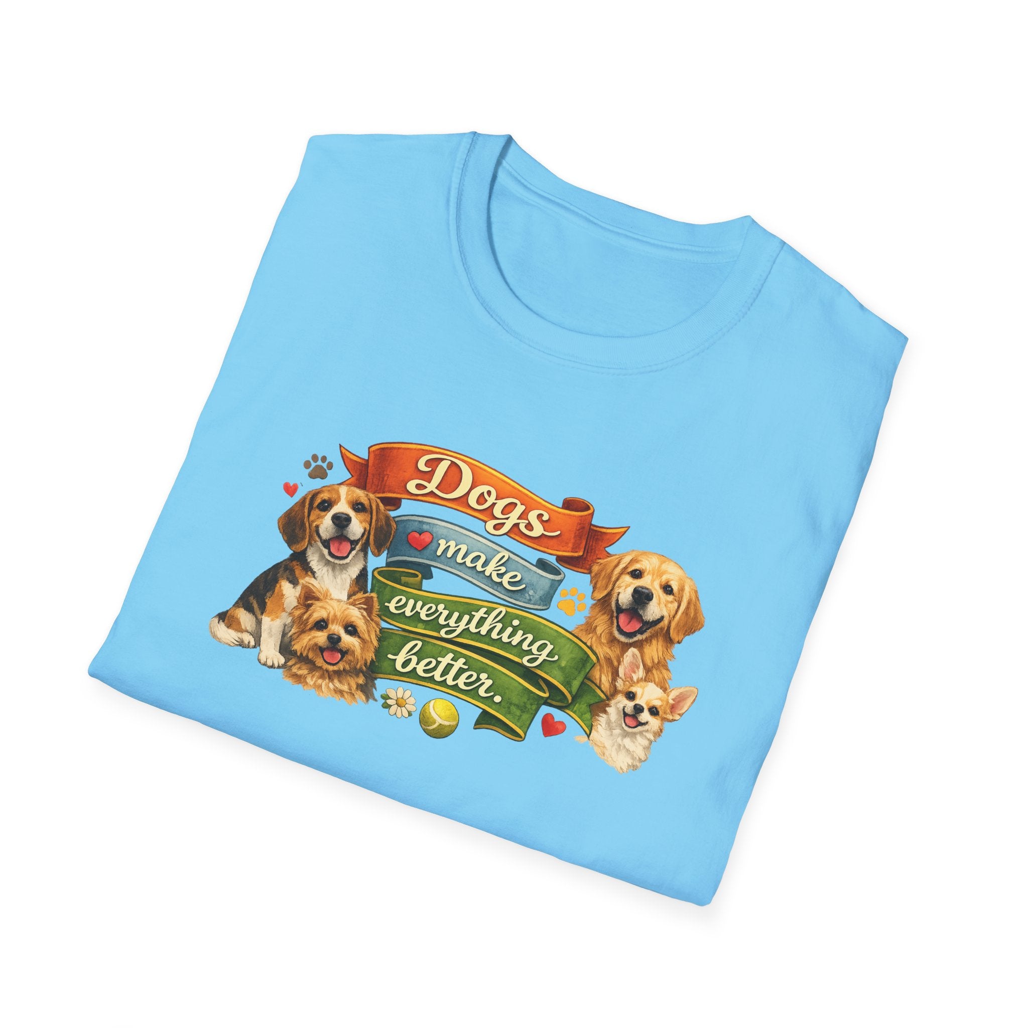 Dogs Make Everything Better T-Shirt Dog Lover Shirt for Women Gift for Dog Owners Pet Lover Graphic Tee 6 colors 100% cotton