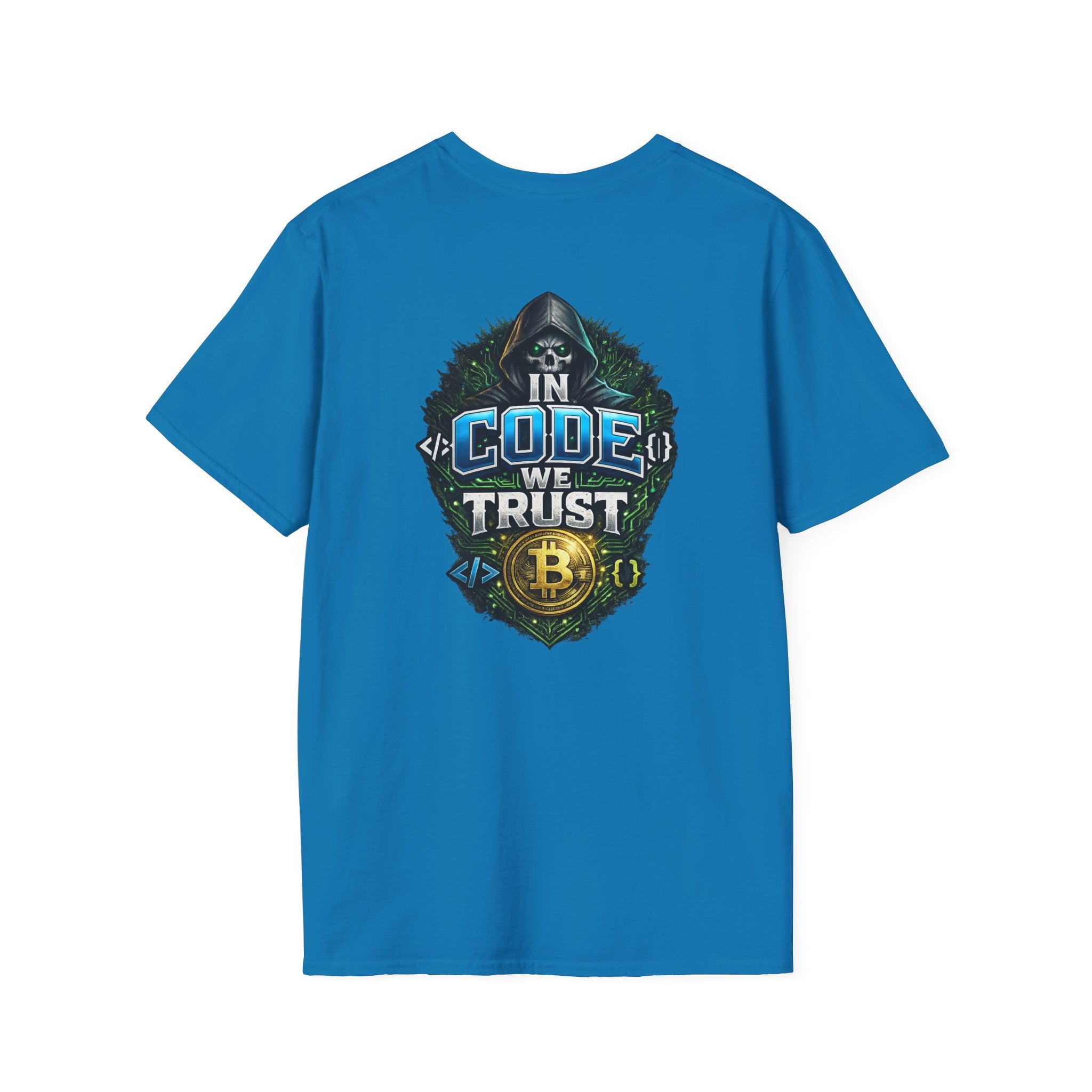 Sats and Stripes In Code We Trust Bitcoin Back Print T-Shirt Royal Blue