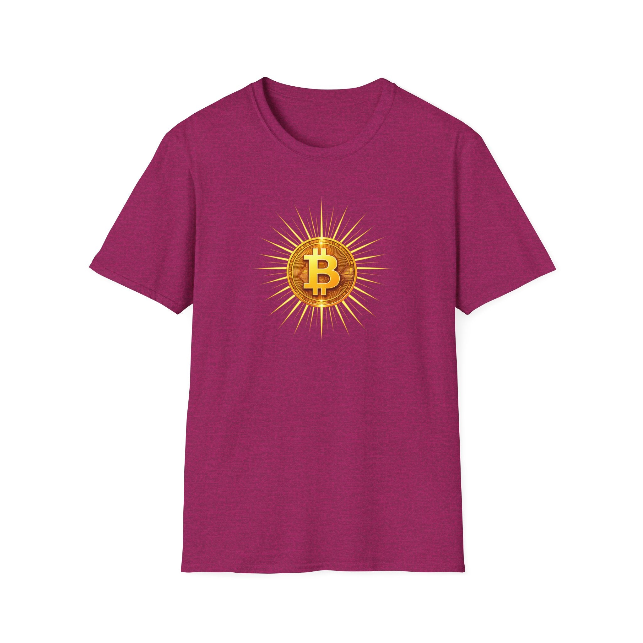 Sats and Stripes Bitcoin Sunburst Tee Where style meets conviction & the future burns bright Berry