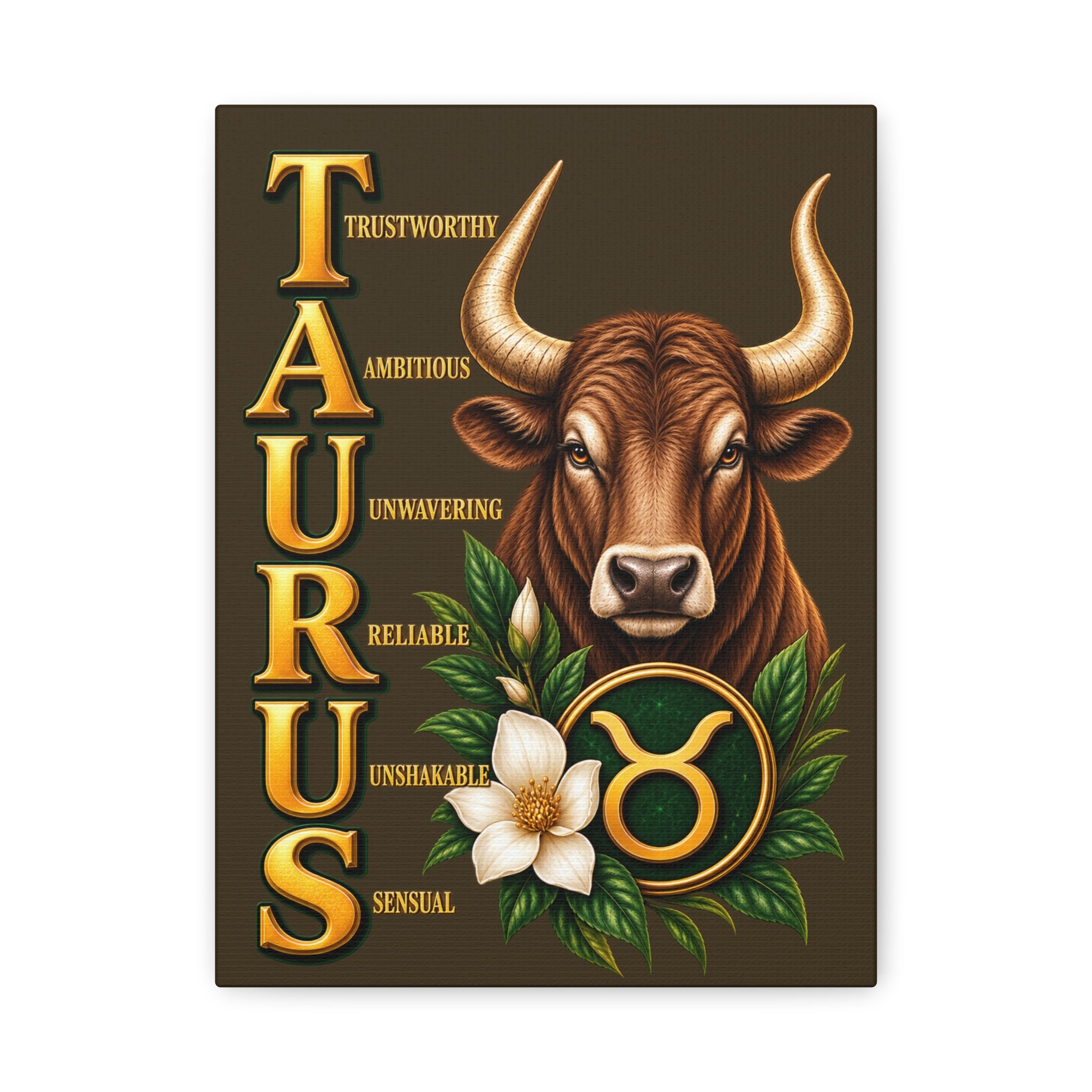 SatsandStripes.com Taurus Zodiac Canvas Wall Art – 9" x 12" Bull Astrology Décor & Earth Sign Birthday Gift