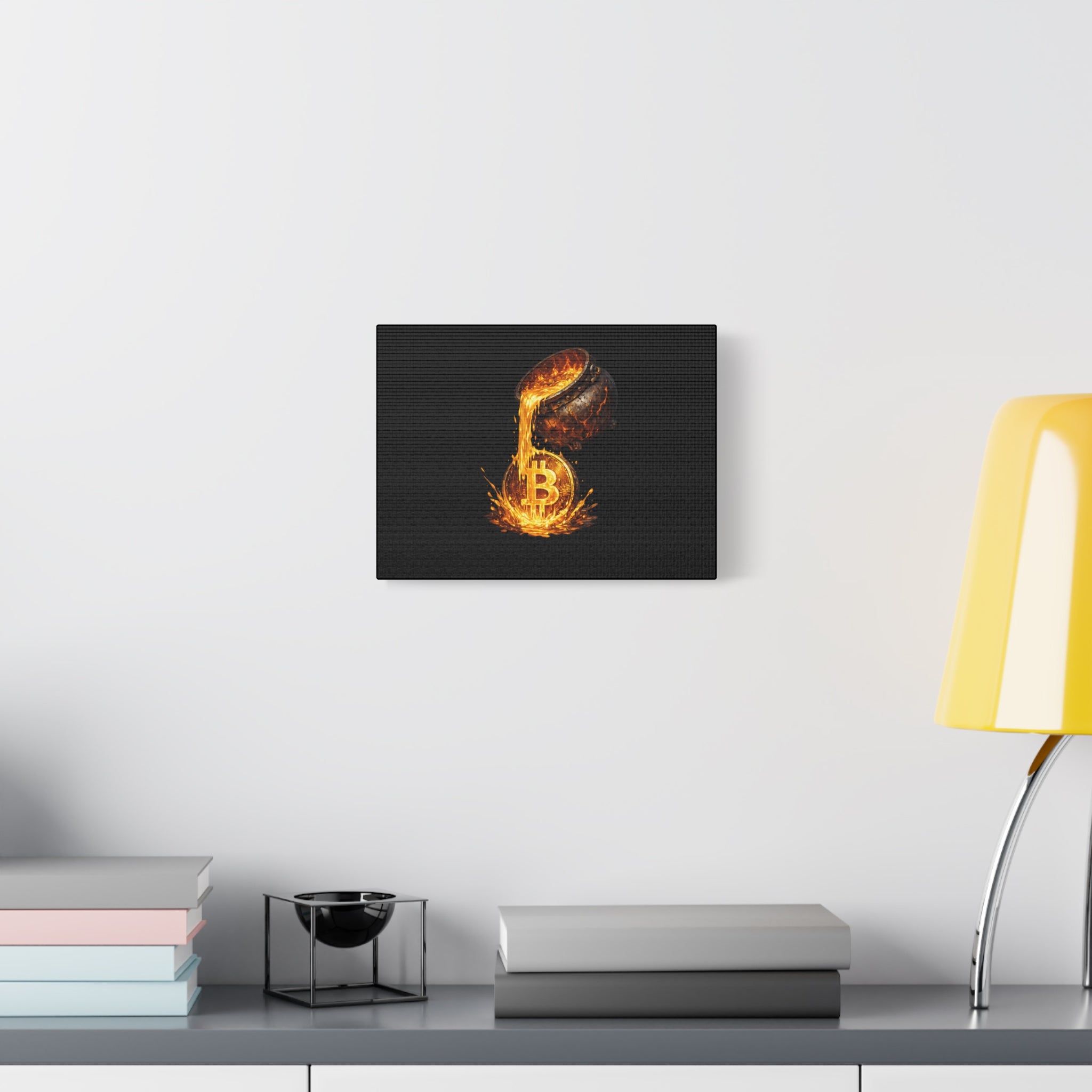 Molten Bitcoin Pour Canvas Bitcoin Wall Art 12 x 9