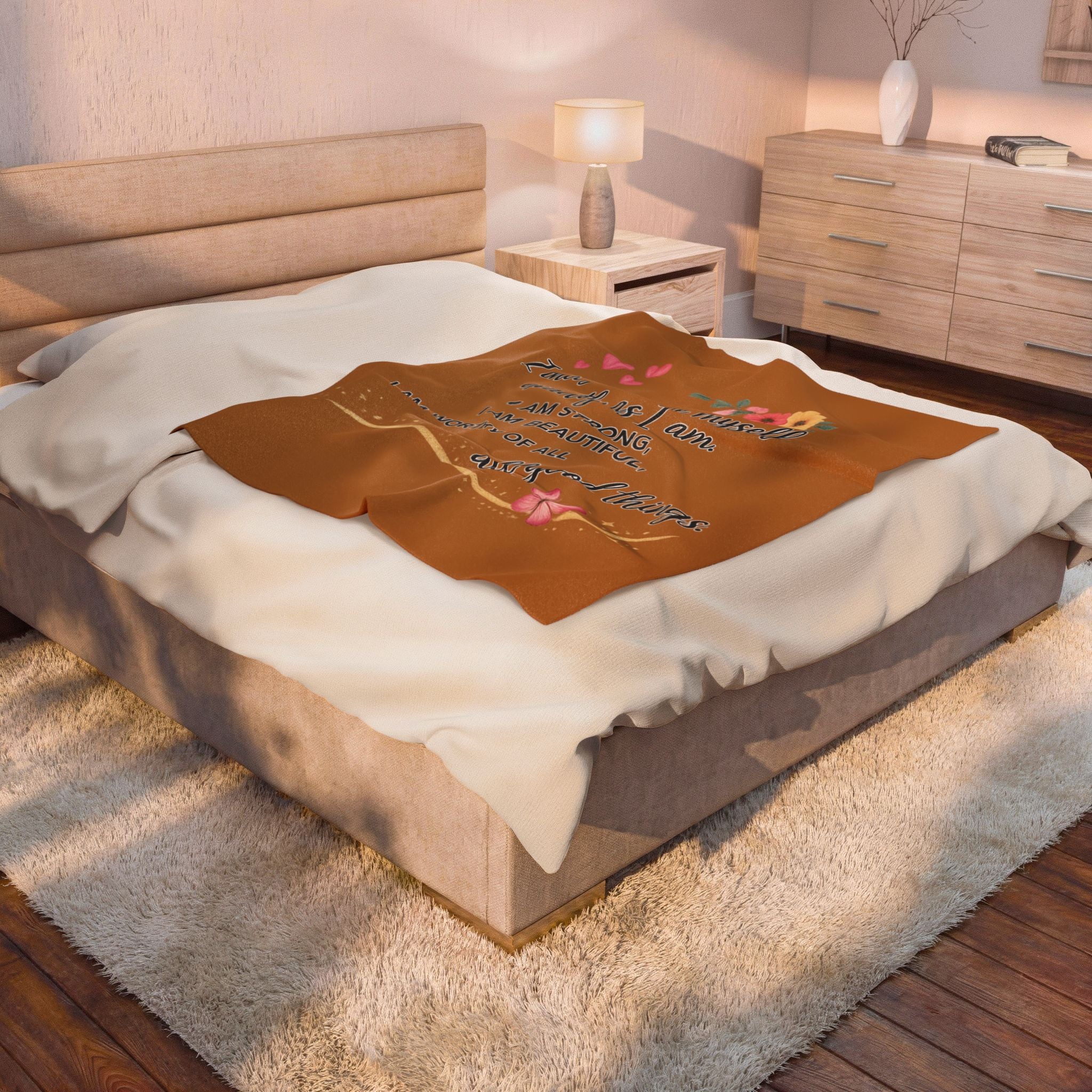 Self Love Affirmation Throw Blanket Empowering Cozy Gift for Women Mental Health & Self Care Decor 50" x 60"