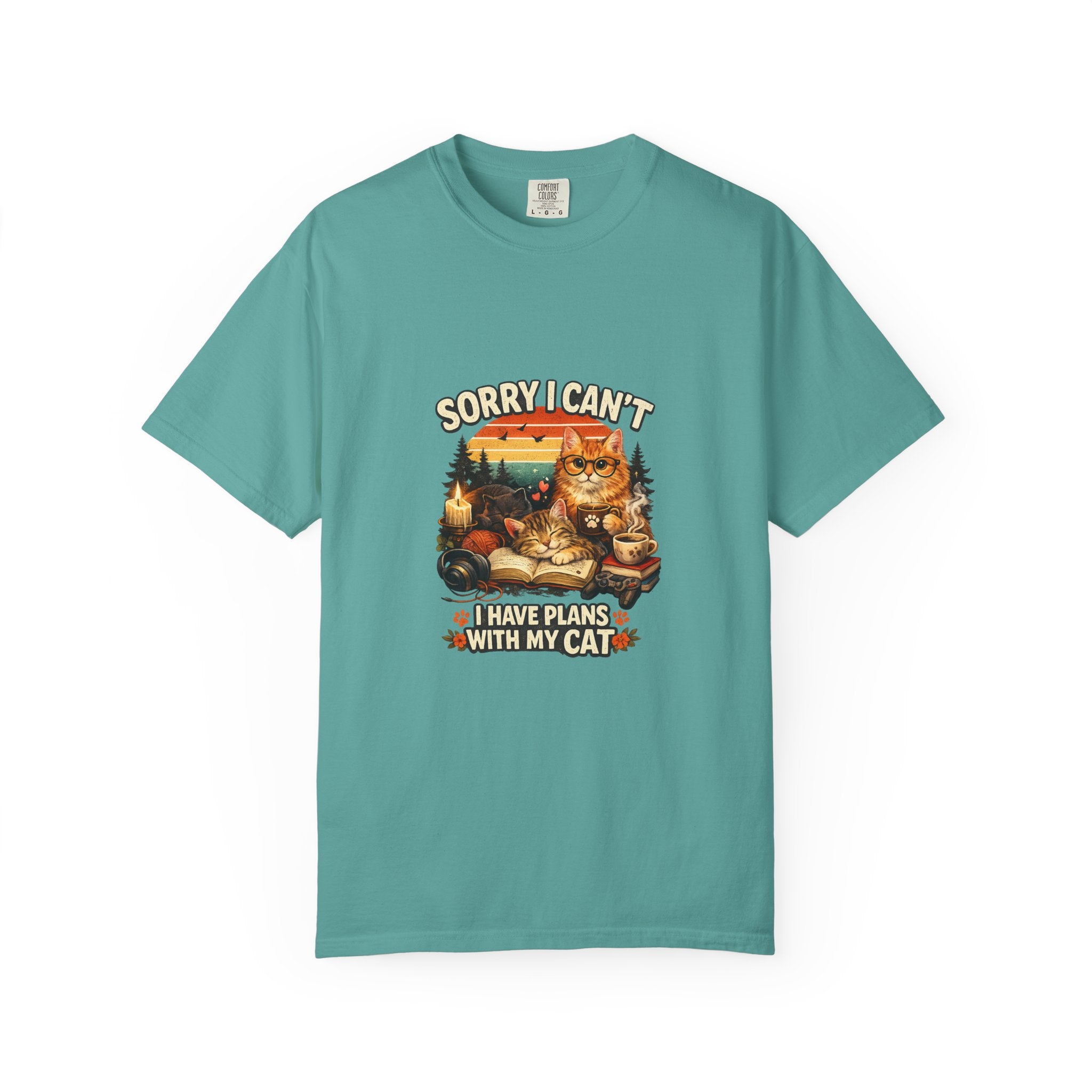 Sorry I Can't I Have Plans With My Cat TShirt Funny Cat Lover Shirt Cat Mom Tee Gift for Cat Owners 11 colors 100% cotton