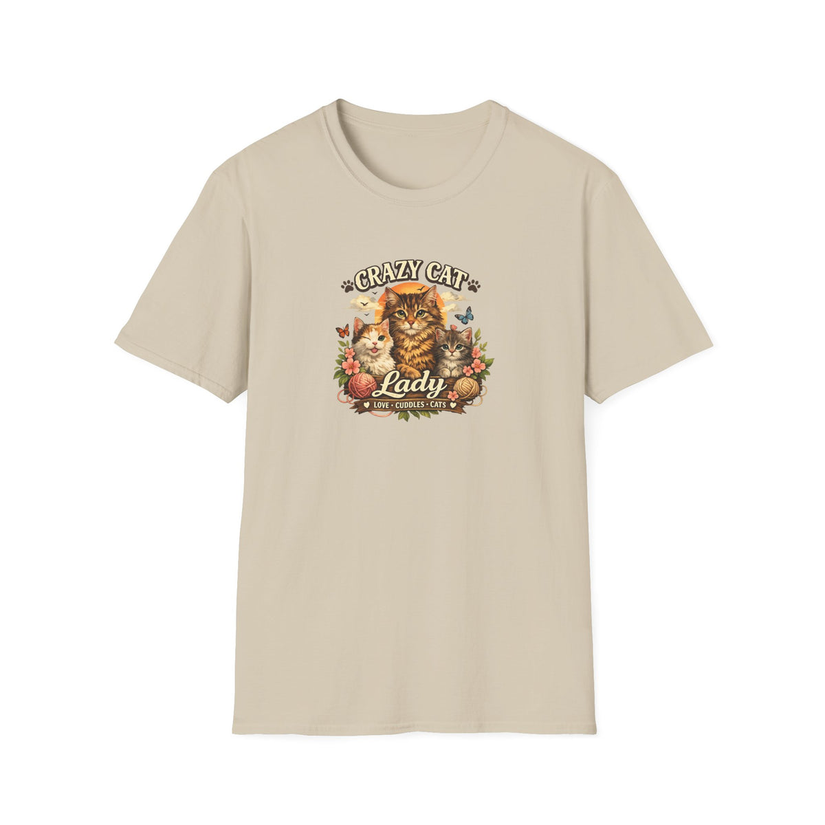 SatsandStripes.com Crazy Cat Lady T-Shirt Funny Cat Lover Shirt Cat Mom Tee Cute Cat Graphic Shirt Gift for Cat Lovers Sand