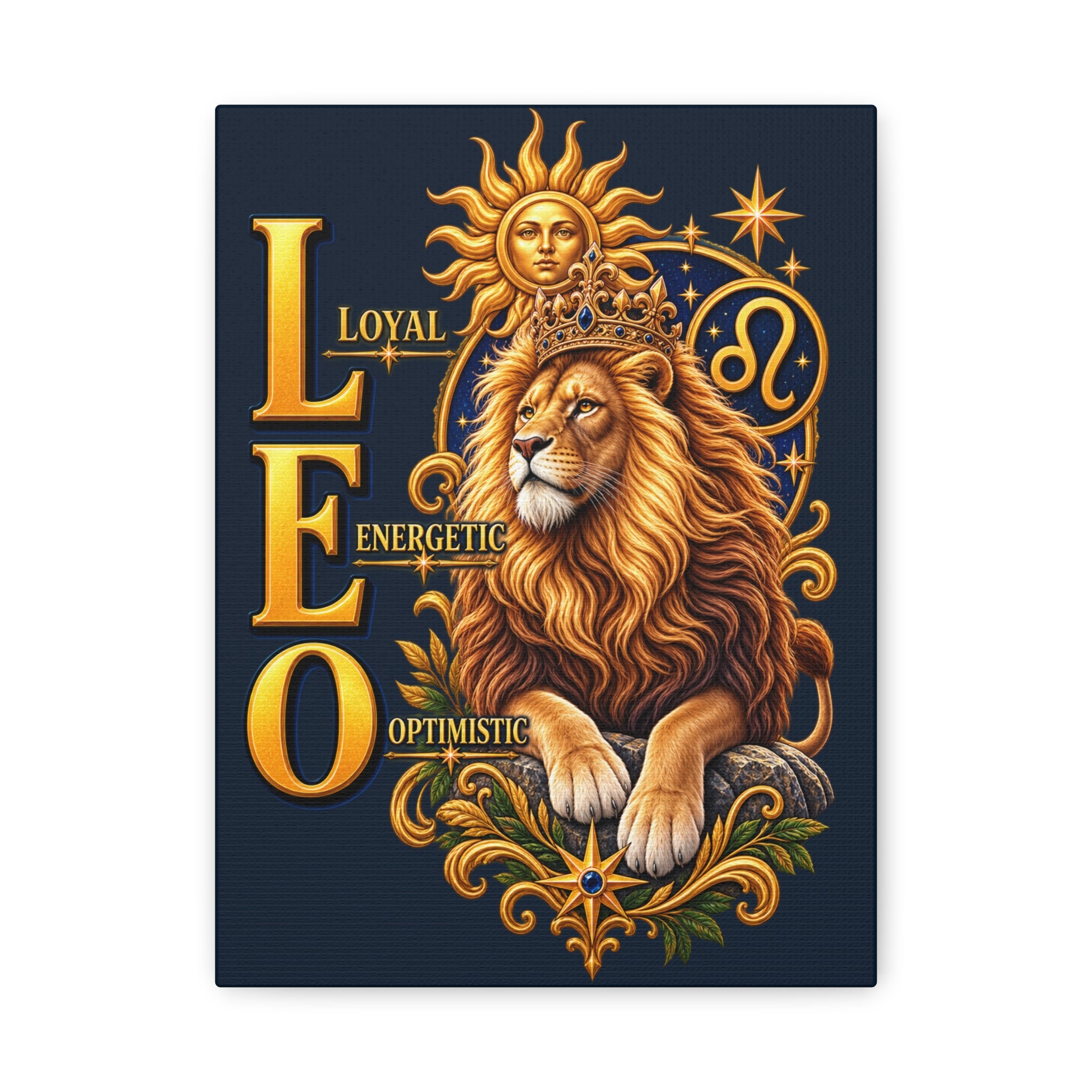 SatsandStripes.com Leo Zodiac Canvas Wall Art – Loyal Energetic Optimistic Lion Astrology Decor 9" x 12" Zodiac Canvas Wall Art