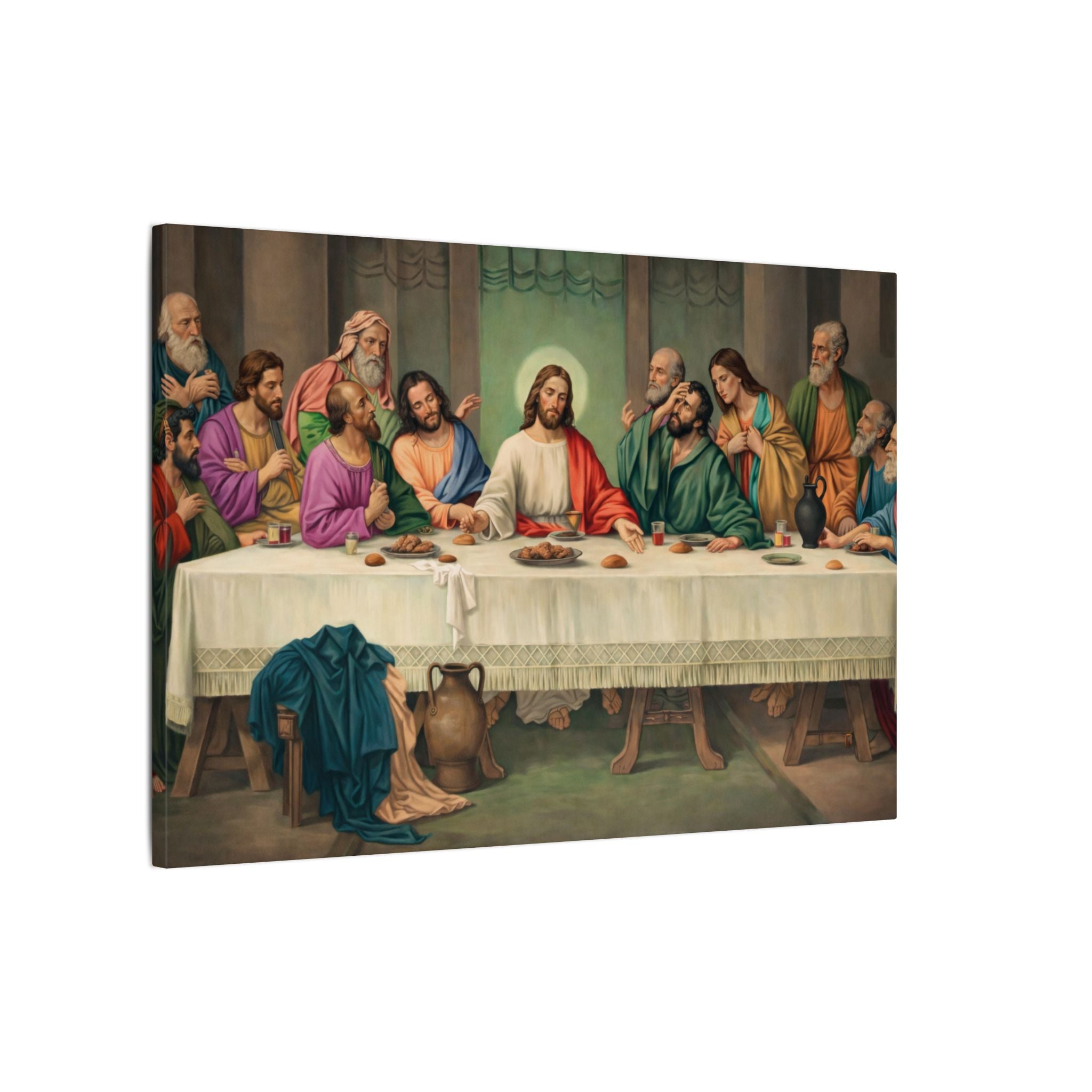 Last Supper Canvas Wall Art Christian Wall Decor Jesus & Apostles Religious Painting Biblical Artwork Church Home Decor 24" x 16"