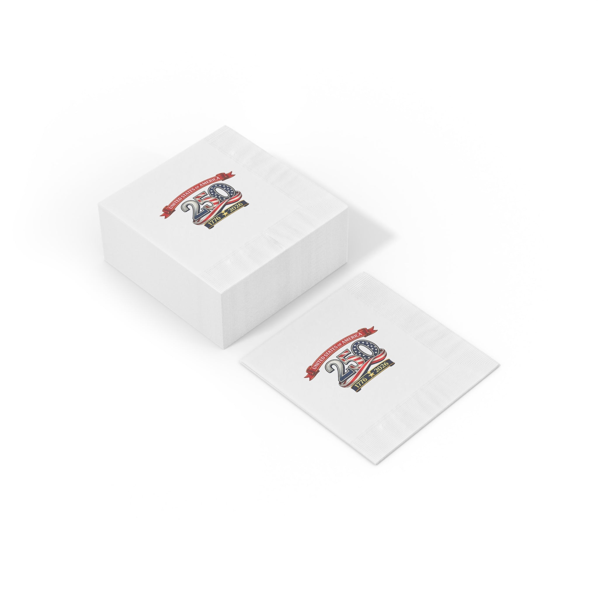 USA 250th Anniversary Napkins 1776-2026 Patriotic Party Decor American 250 Celebration Disposable Napkins (50 or 100 Count) 2 sizes