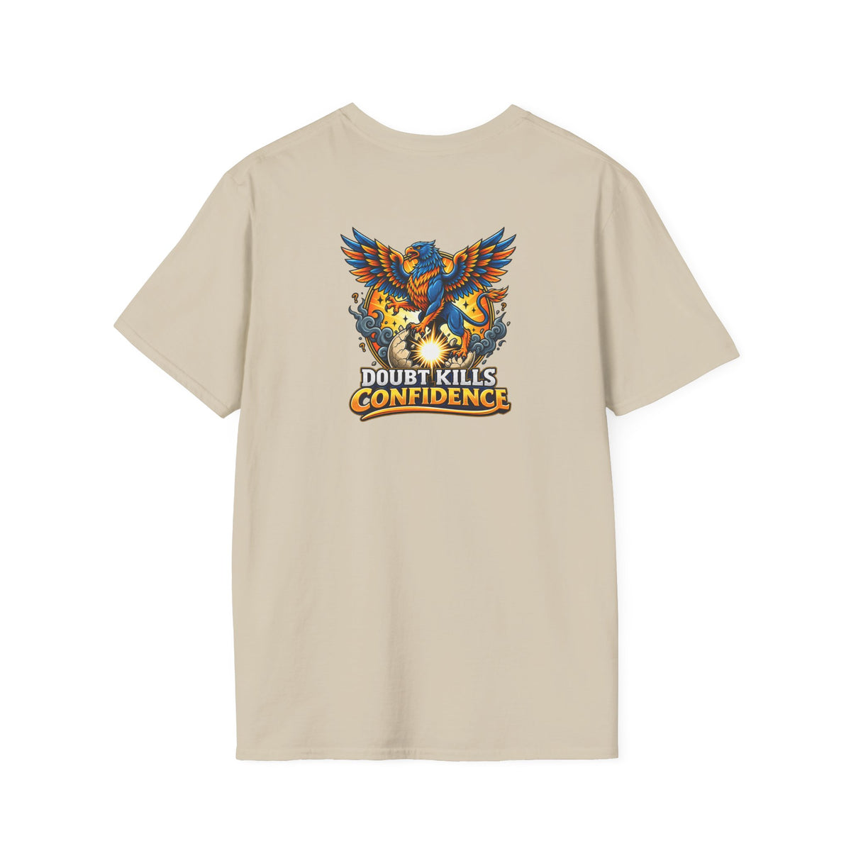 SatsandStripes.com Doubt Kills Confidence Phoenix T-Shirt – Motivational Back Print Graphic Tee Sand