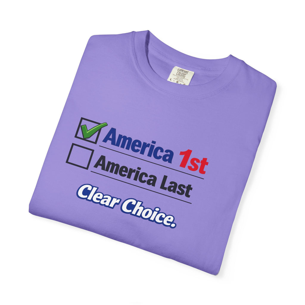 Clear Choice Patriotic Shirt America 1st Checked Tee Bold Freedom T-Shirt Patriotic Gift USA Pride Apparel 5 colors 100% cotton