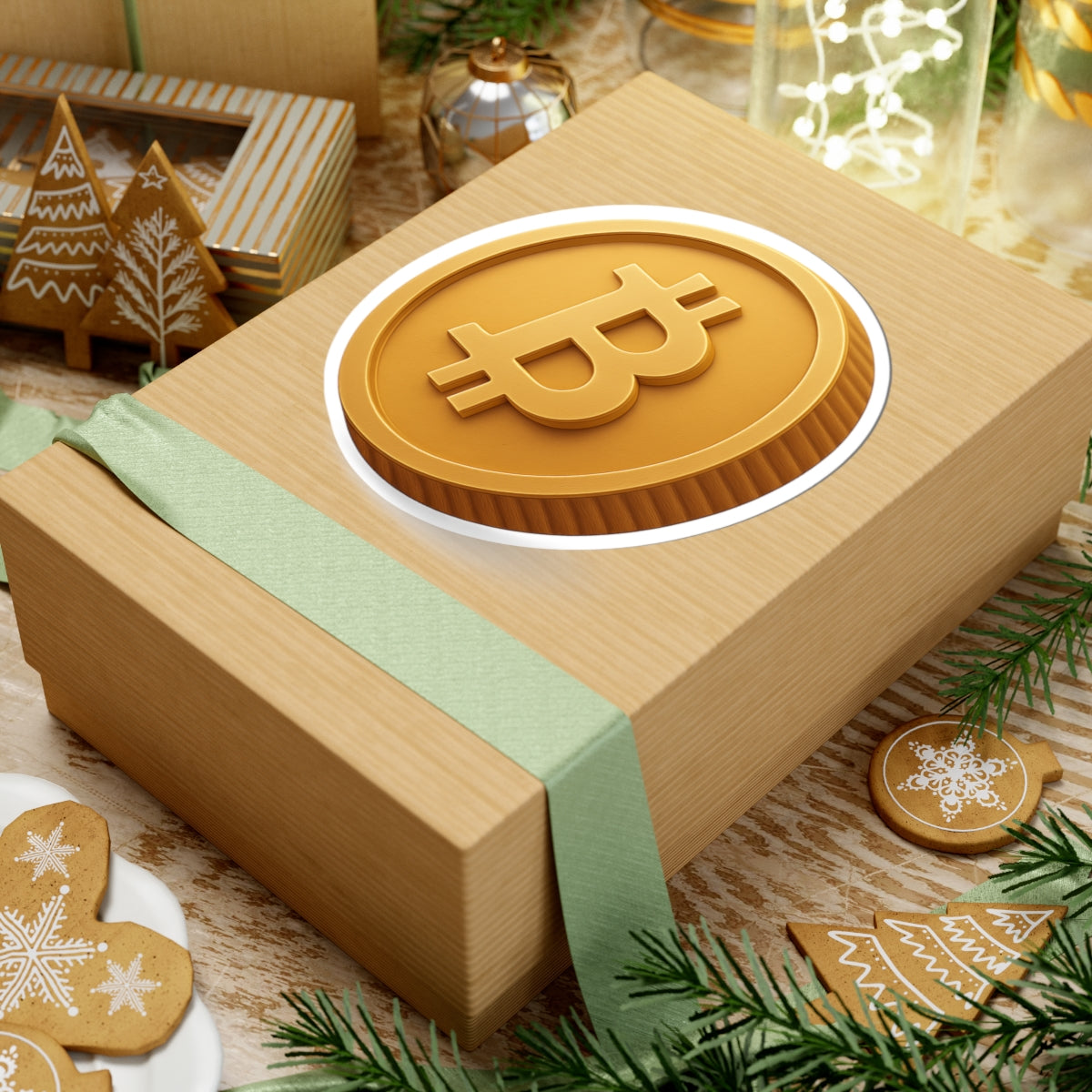 Bitcoin Sticker Gold Coin Crypto Decal Minimalist Bitcoin Symbol Glossy Vinyl Laptop Sticker 4 sizes available