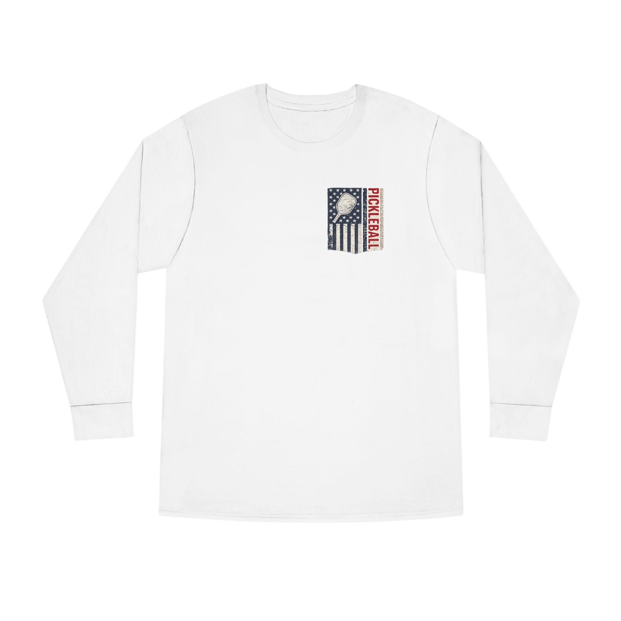 Women's Pickleball Flag Long Sleeve Shirt Vintage Patriotic USA Pickleball TShirt Tee Court Player Gift 7 colors 100% cotton