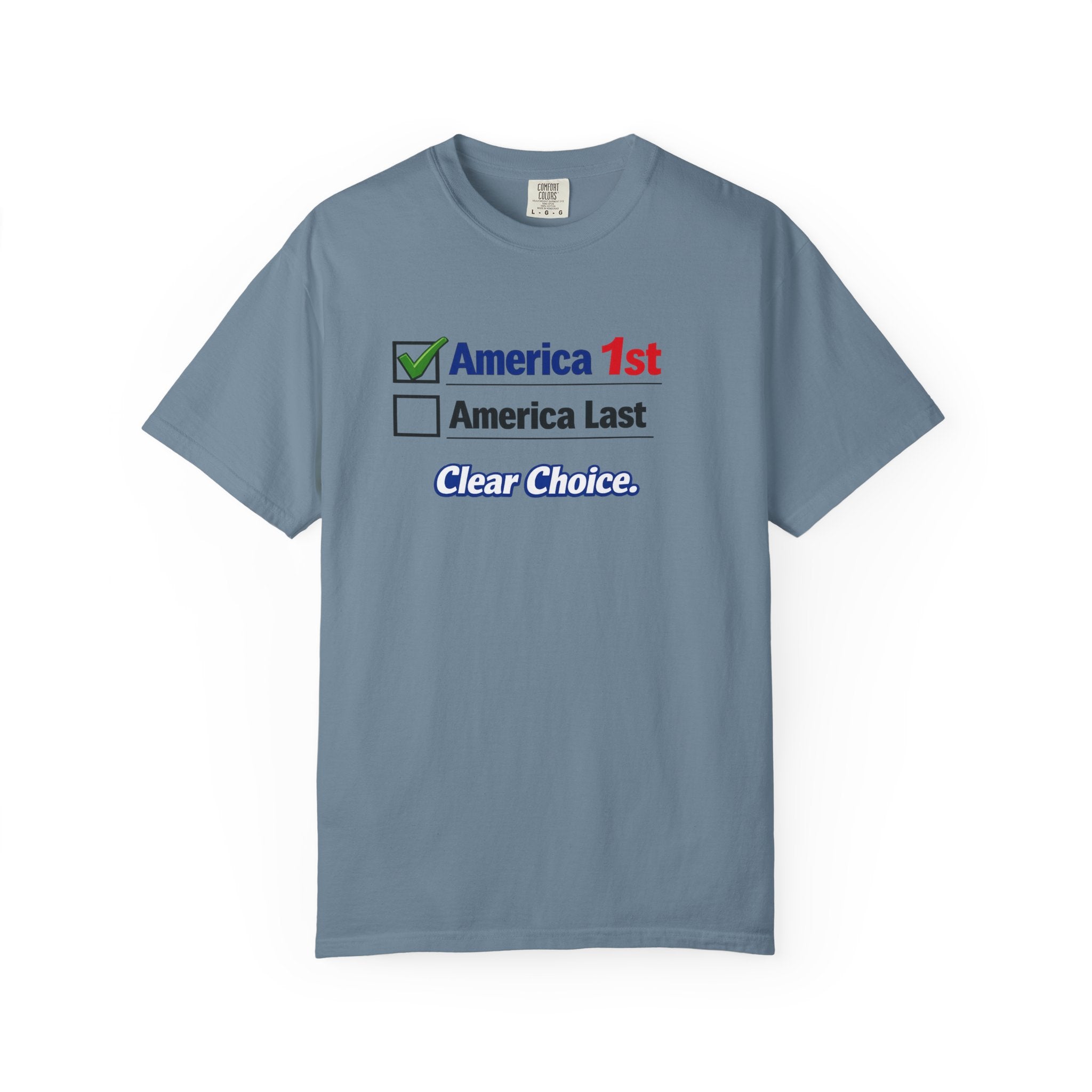 Clear Choice Patriotic Shirt America 1st Checked Tee Bold Freedom T-Shirt Patriotic Gift USA Pride Apparel 5 colors 100% cotton