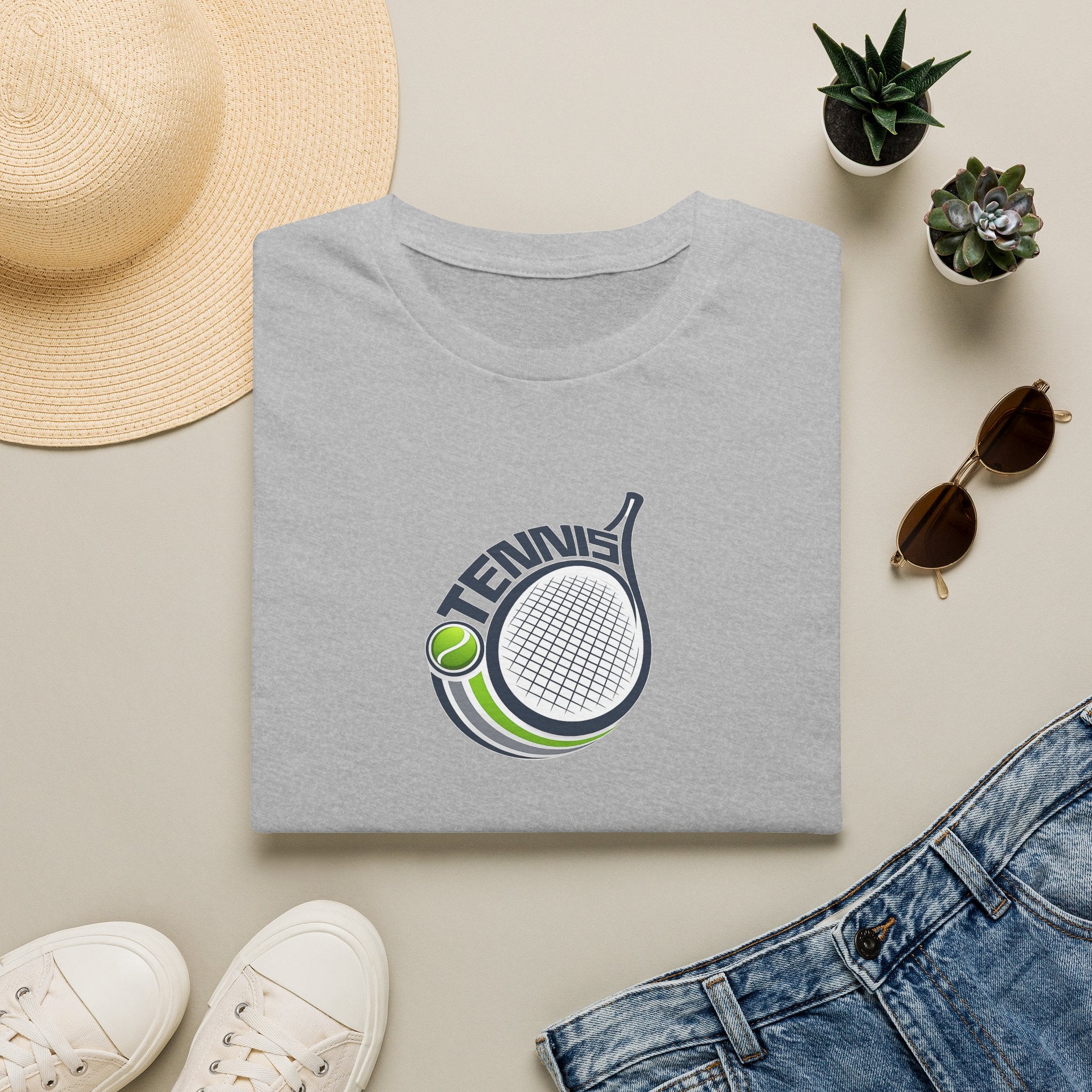 Tennis Racket Graphic T-Shirt Tennis Ball Logo Tee 3 colors 100% cotton