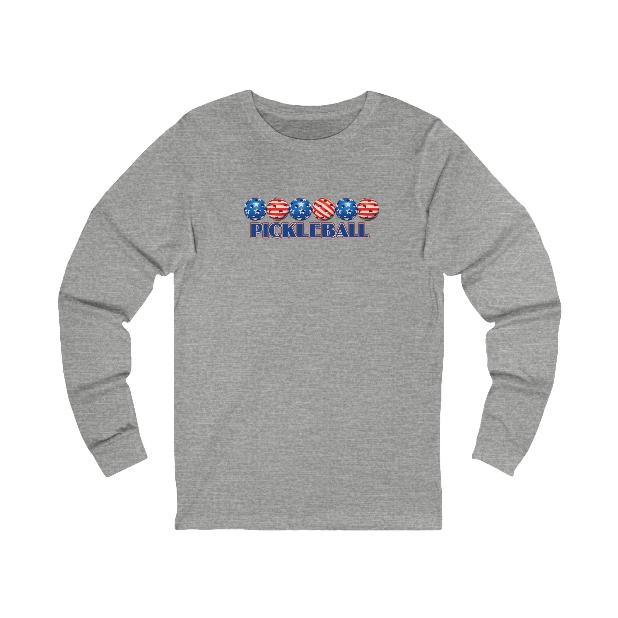 Patriotisches Pickleball Langarmshirt USA Pickleball Amerikanische Flagge Pickleball Spieler Geschenk Court Sports 4 Farben 100% Baumwolle