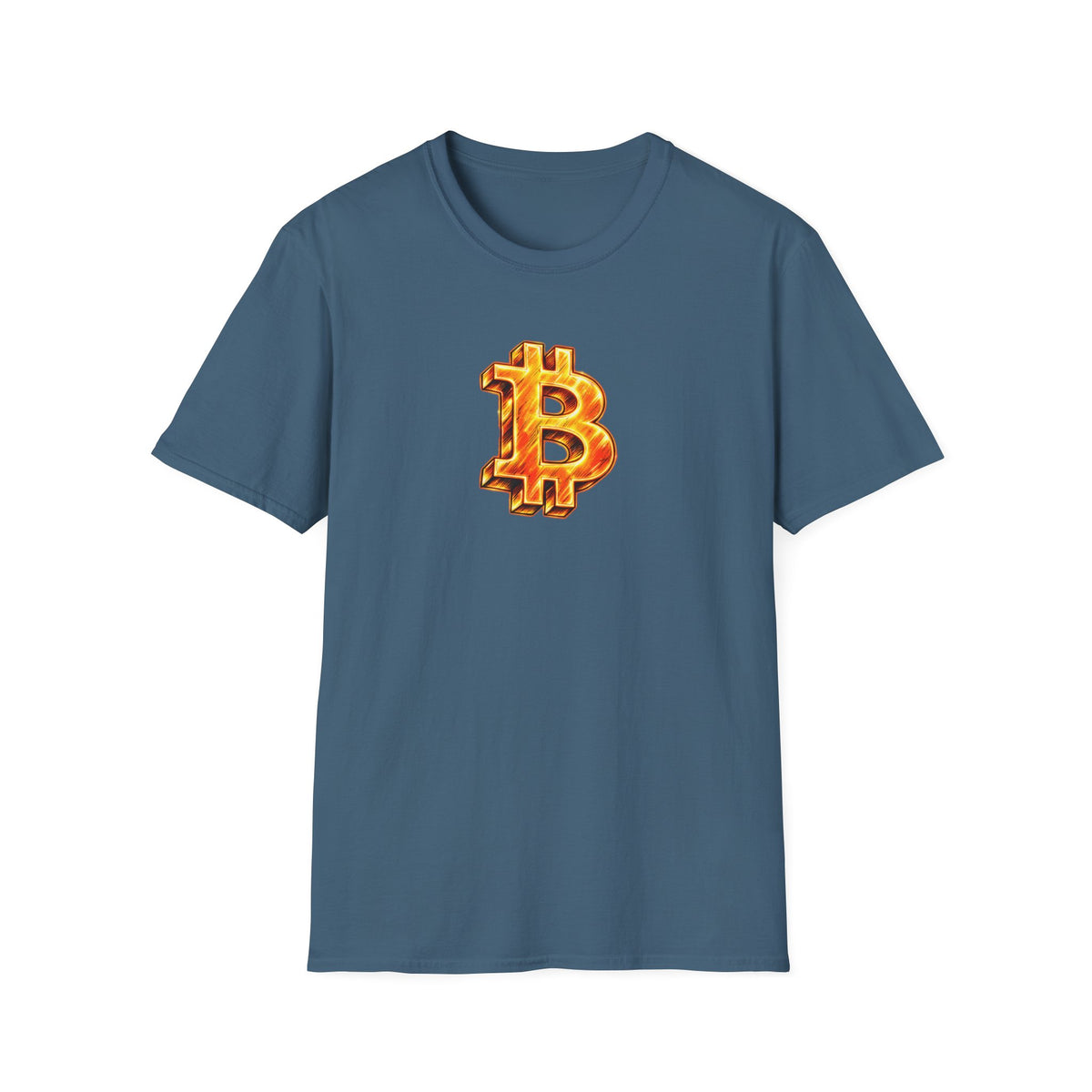 Fiery Bitcoin Logo Softstyle® T-Shirt Bold BTC Graphic Tee for HODLers & Bitcoin Fans 4 colors - 100% cotton