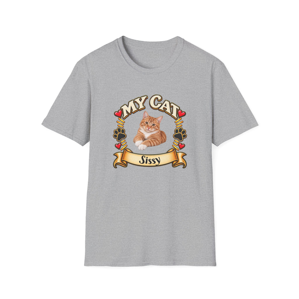 SatsandStripes.com My Cat Personalized Softstyle® T-Shirt – Custom Pet Photo Cat Lover Shirt Grey