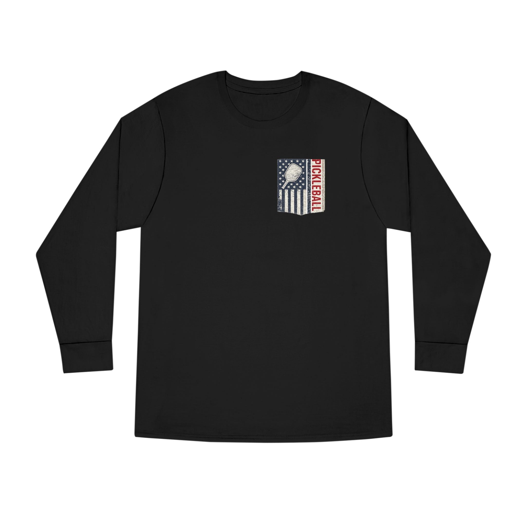 Women's Pickleball Flag Long Sleeve Shirt Vintage Patriotic USA Pickleball TShirt Tee Court Player Gift 7 colors 100% cotton