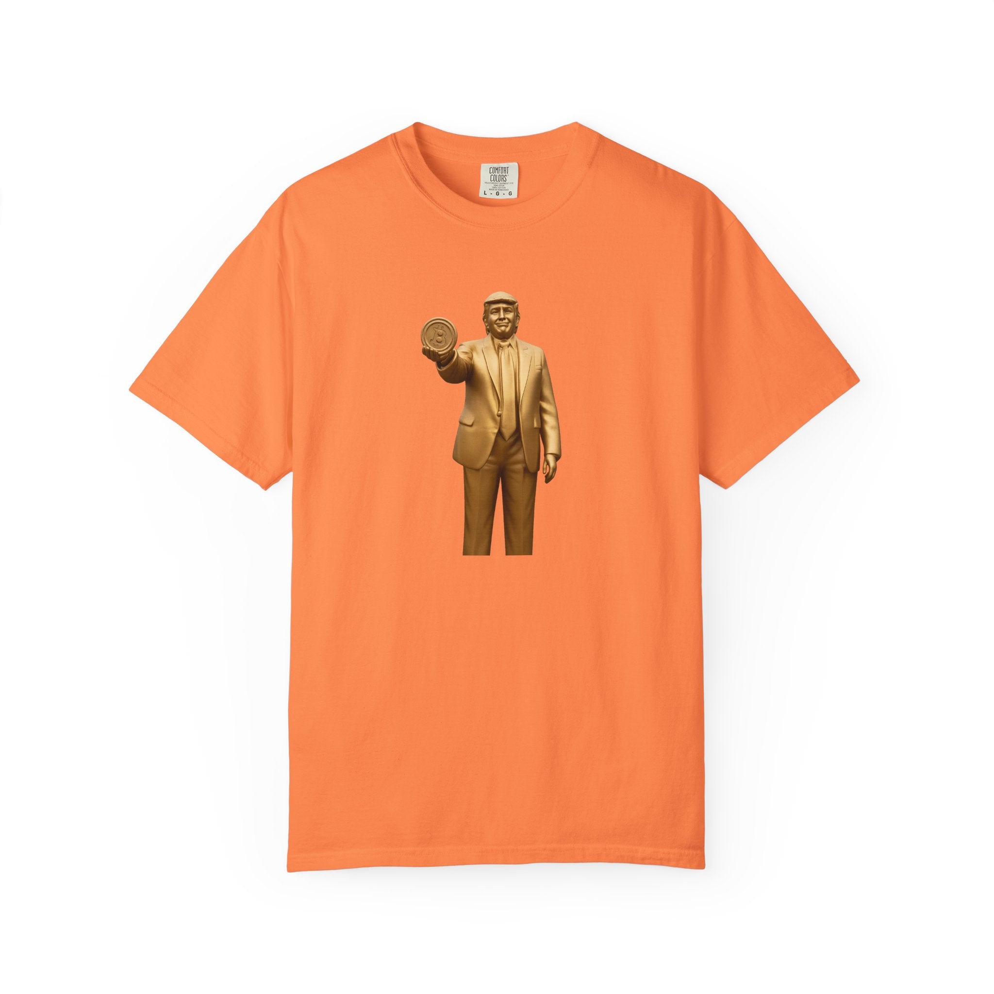 Golden Trump Bitcoin Statue TShirt Political Crypto Graphic Tee Bold Pro-Trump Bitcoin Supporter Shirt 6 colors 100% cotton