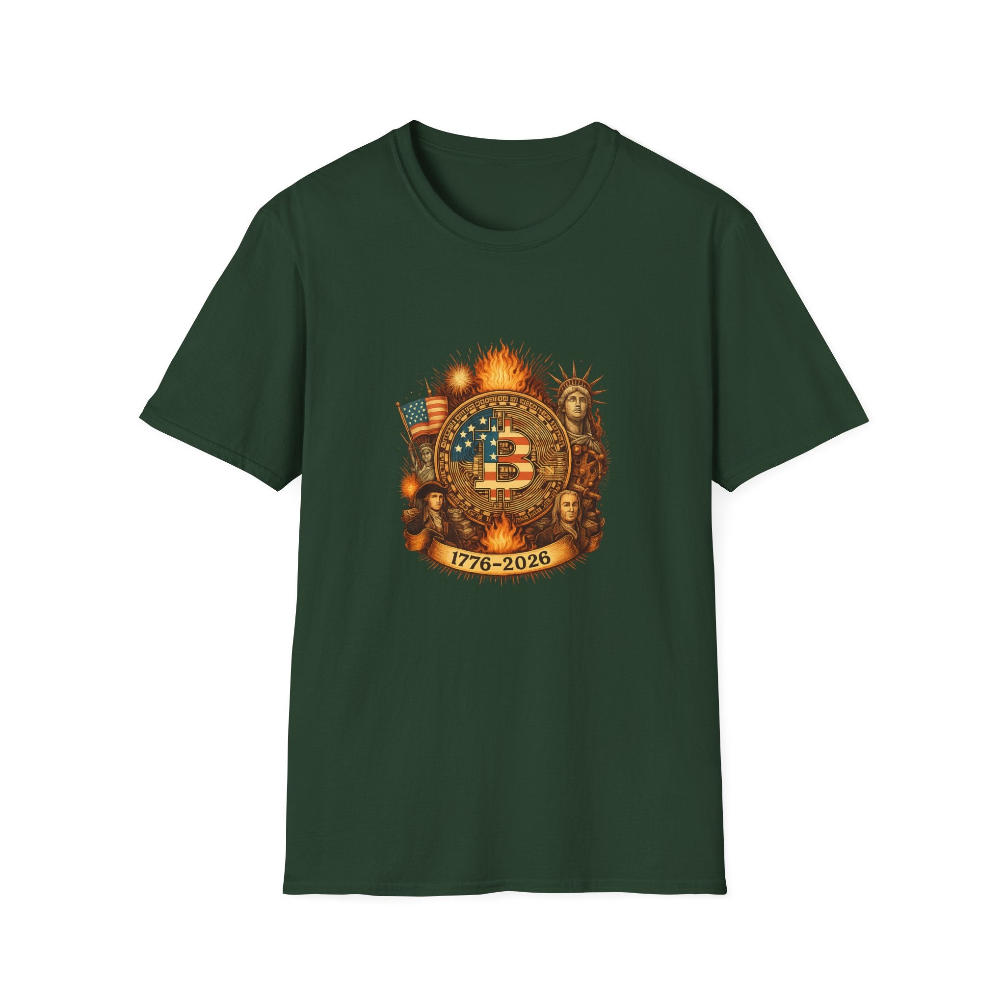 Bitcoin Patriotic Power T-Shirt Tee Amerikanische Krypto-Revolution 6 Farben 100% Baumwolle