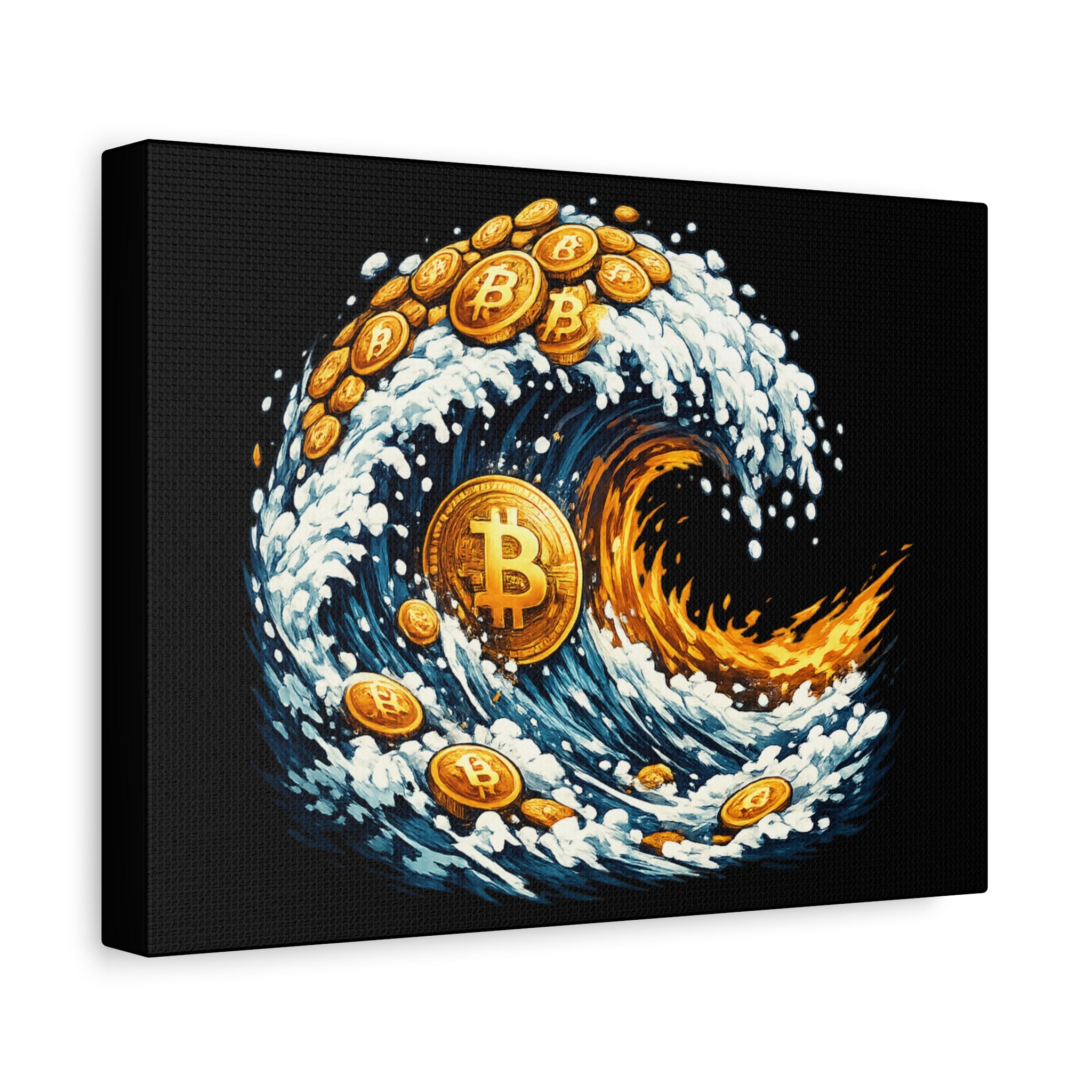 Bitcoin Wave Canvas Wall Art Crypto Tidal Wave Artwork Bitcoin Ocean Canvas Print Modern Crypto Art 12 x 9