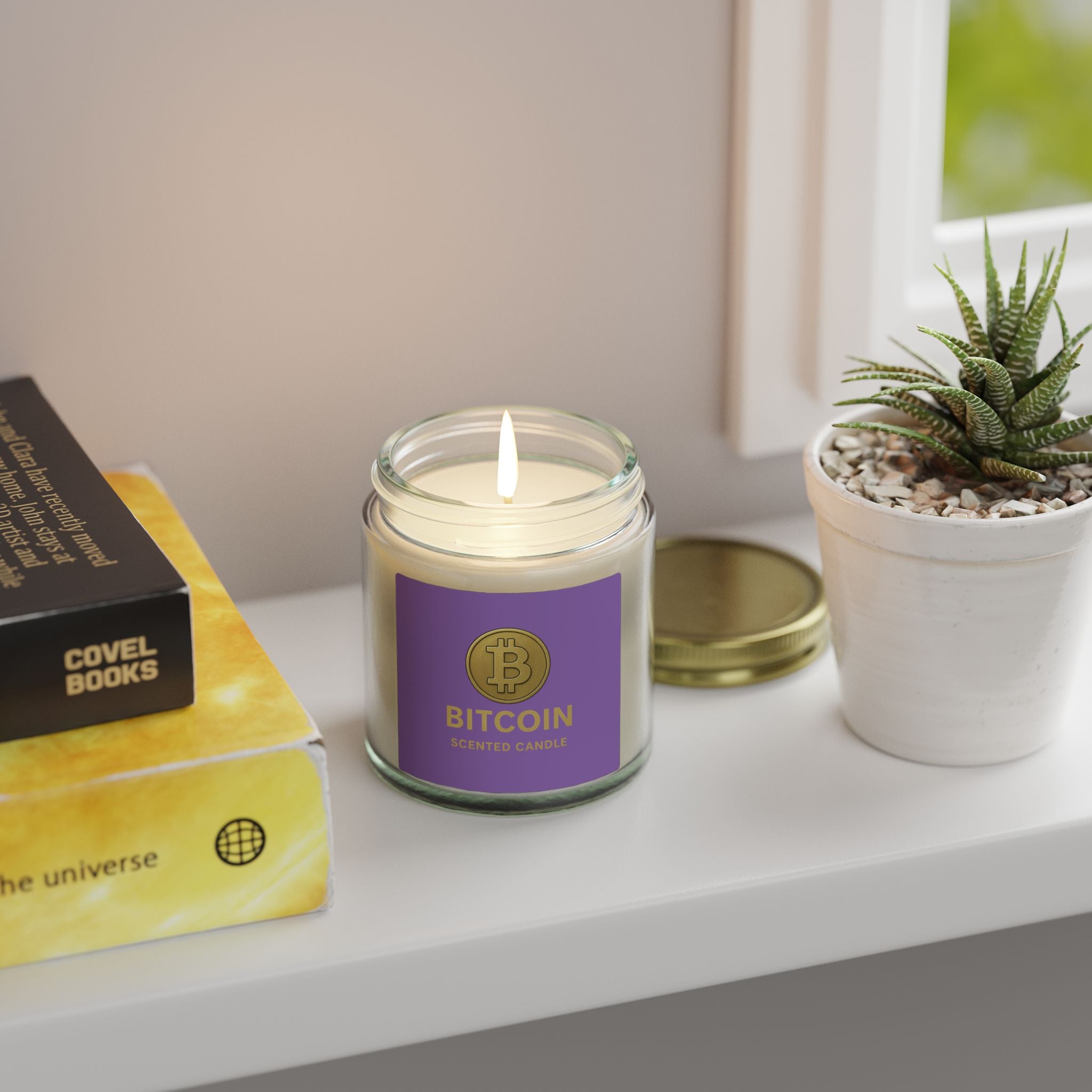 Bitcoin Logo Coconut-Apricot Wax Candle 4 oz & 9 oz sizes 8 fragrances available