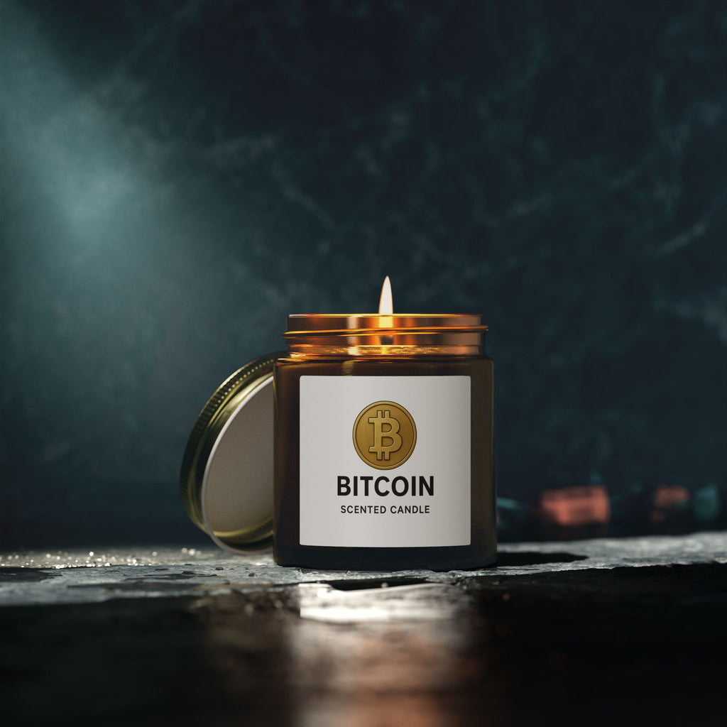 Bitcoin Logo Coconut Apricot Wax Candle 4oz or 9oz Available in 8 fragrances