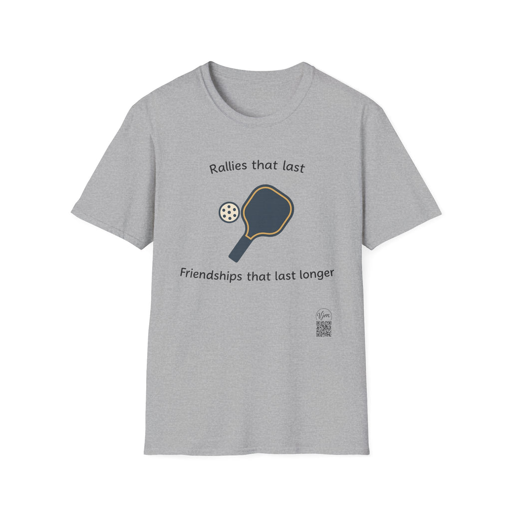Sats and Stripes Pickleball Friends Forever T-Shirt Tee Rallies That Last Friendships That Last Longer Grey
