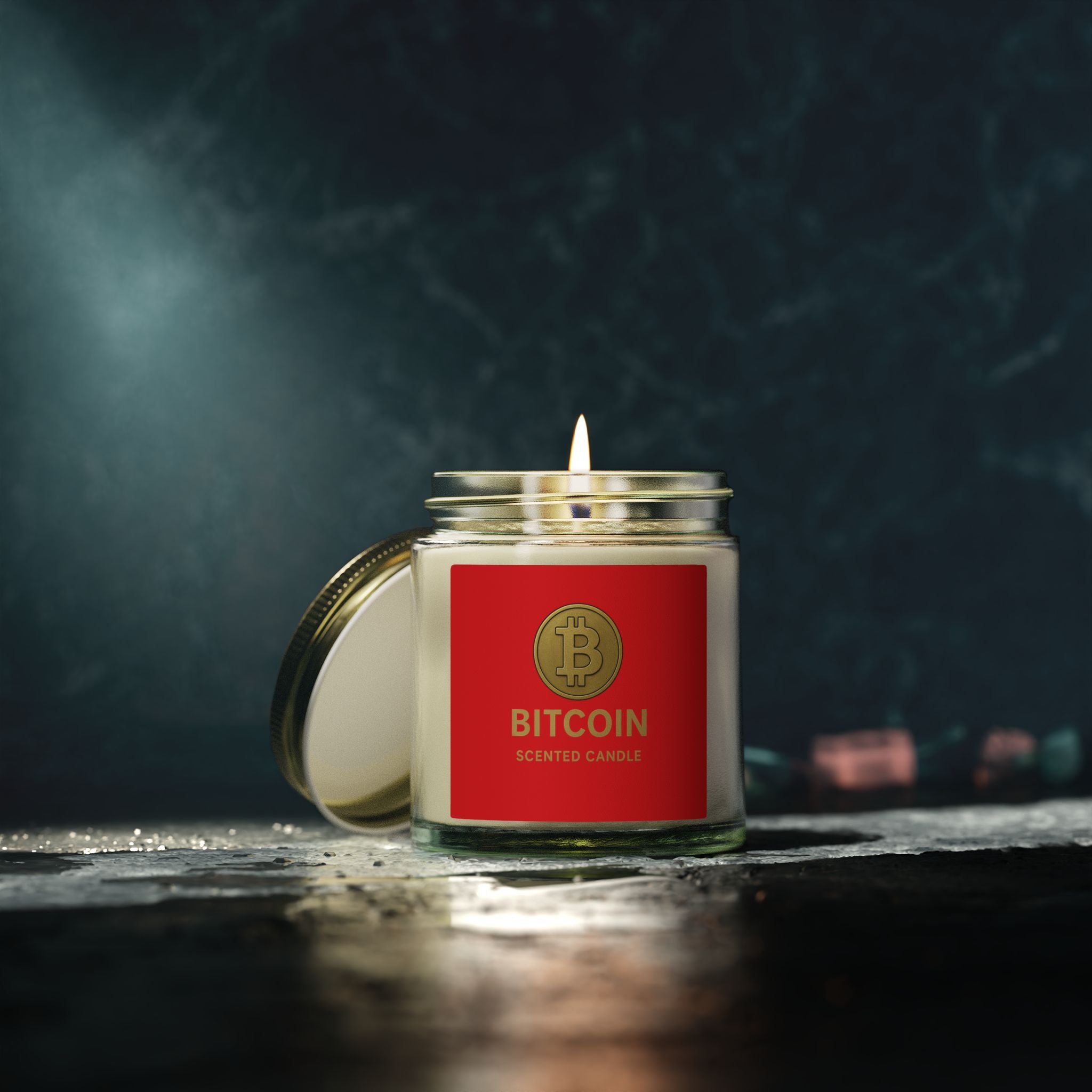 Bitcoin Logo Coconut-Apricot Wax Candle 4 oz & 9 oz sizes 8 fragrances available