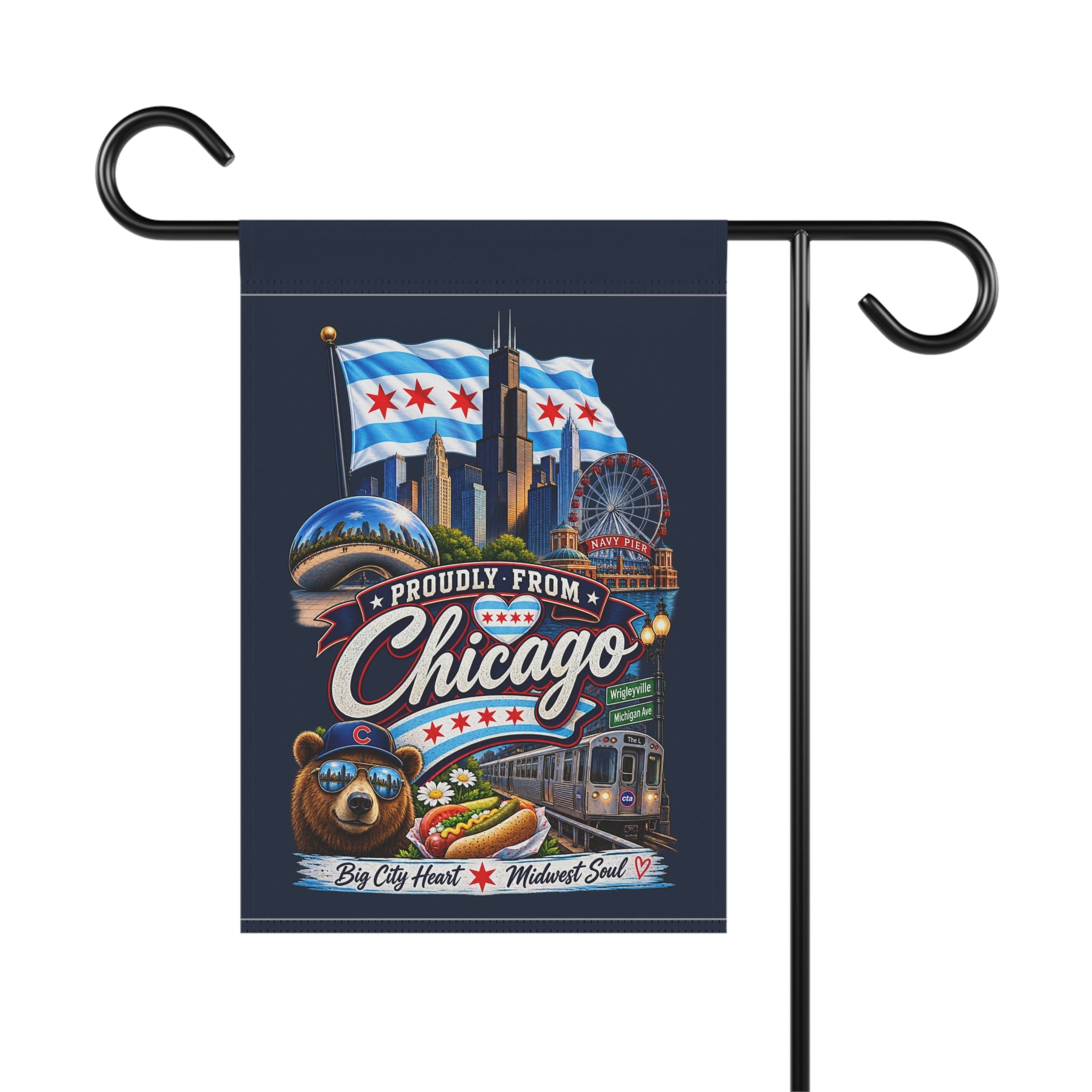 SatsandStripes.com Chicago Pride Garden Flag 12×18 | Big City Heart • Midwest Soul