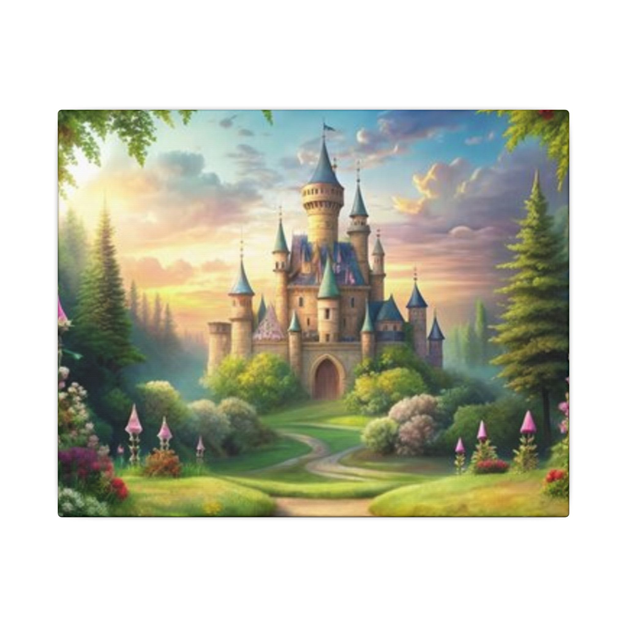 Fantasy Castle Wall Art for Girls Room Princess Nursery Canvas Fairytale Castle Wall Decor Kids Bedroom Art 2 Sizes Available