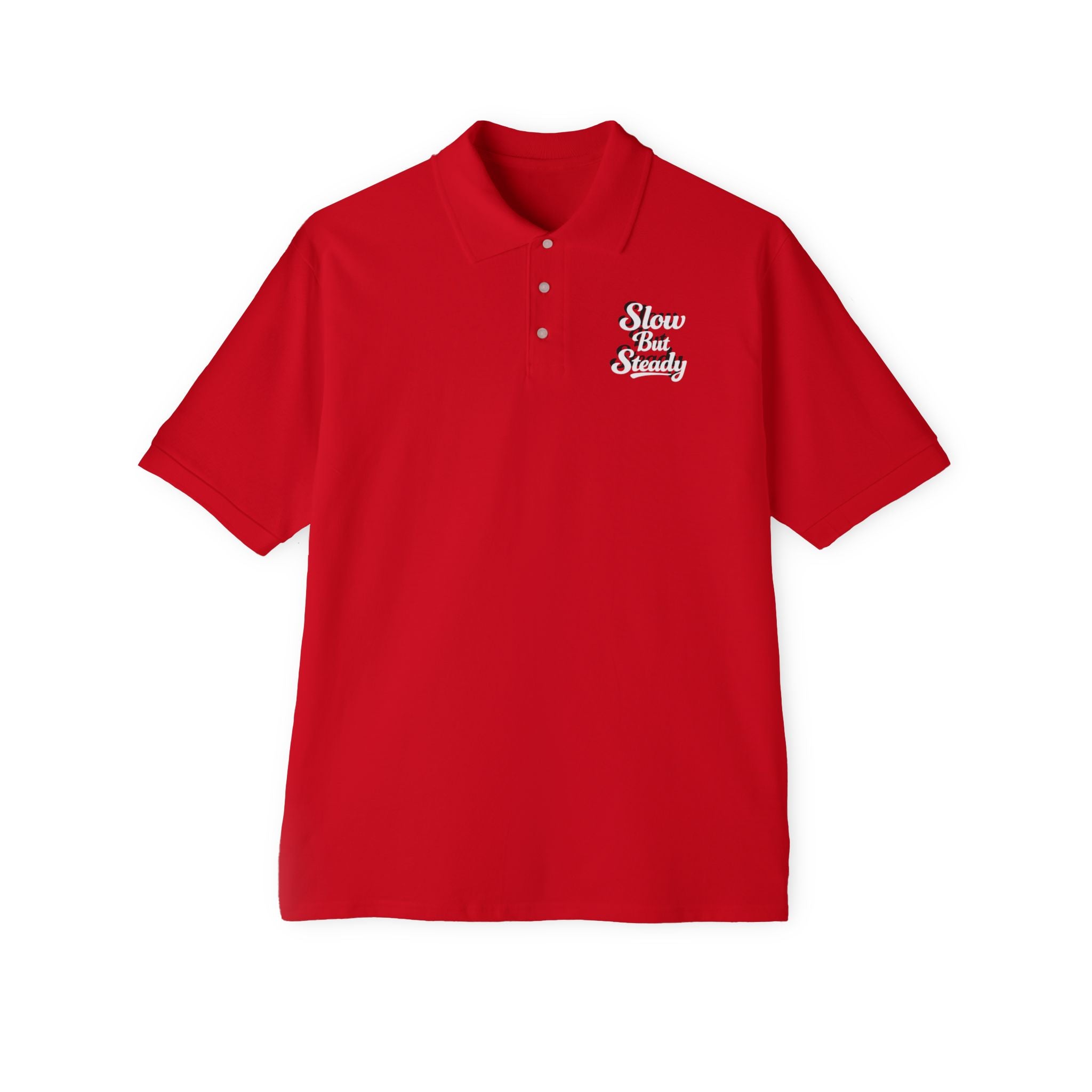 Slow But Steady Polo Shirt Motivational Polo Casual Graphic Polo Gift for Him Comfortable Everyday Shirt 6 colors 100% cotton