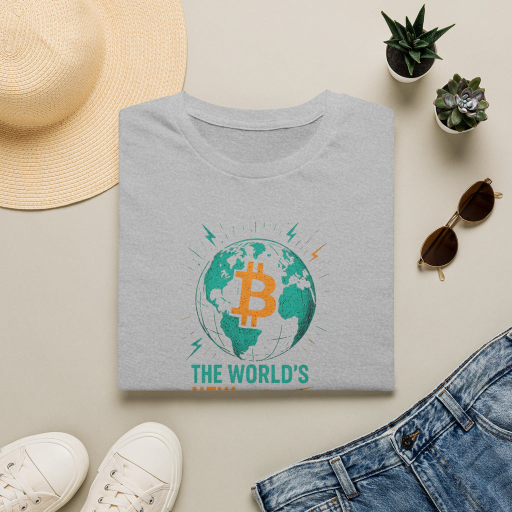 Sats and Stripes Bitcoin World Currency T-Shirt Gray Folded