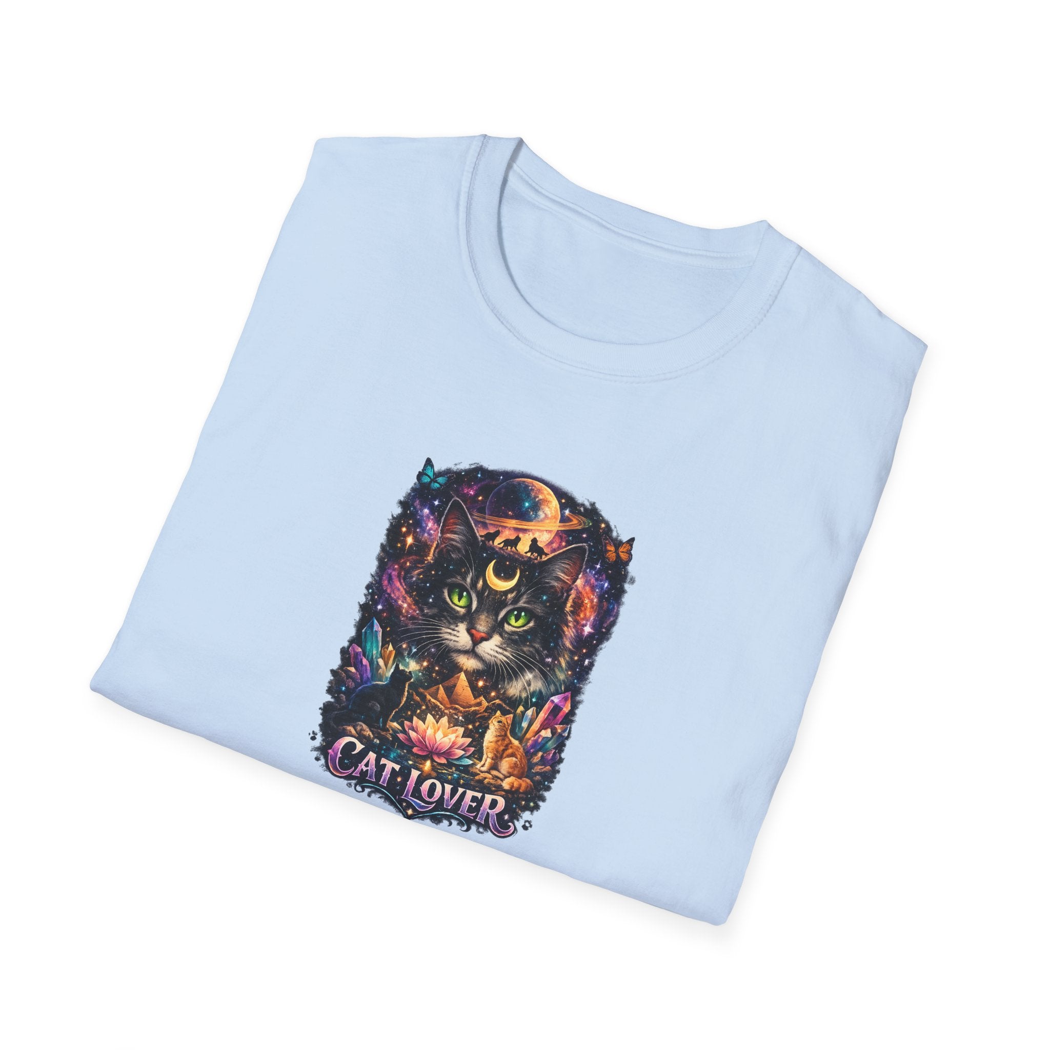 Mystical Cat Lover T-Shirt for Women Cat Mom Shirt Gift for Cat Lovers Boho Fantasy Art Top 7 colors 100% cotton