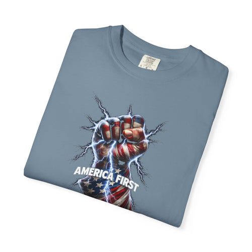 America First Patriotisches T-Shirt MAGA Supporter Grafik-Tee Pro Amerika Politische Kleidung 4 Farben 100% Baumwolle