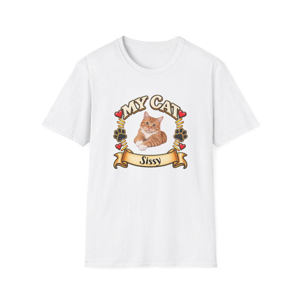 SatsandStripes.com My Cat Personalized Softstyle® T-Shirt – Custom Pet Photo Cat Lover Shirt White
