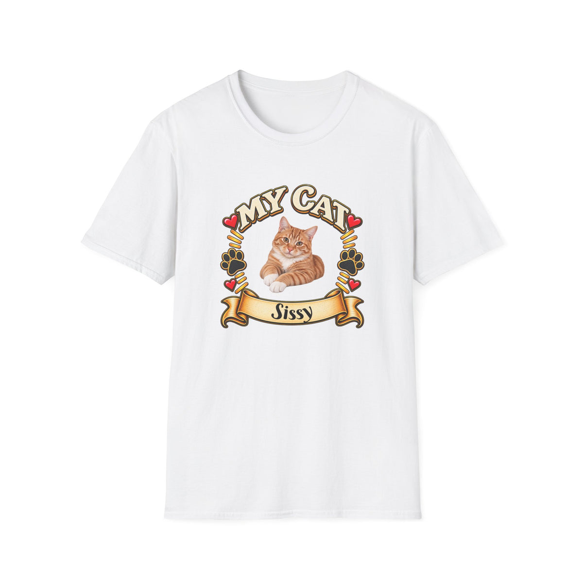 SatsandStripes.com My Cat Personalized Softstyle® T-Shirt – Custom Pet Photo Cat Lover Shirt White