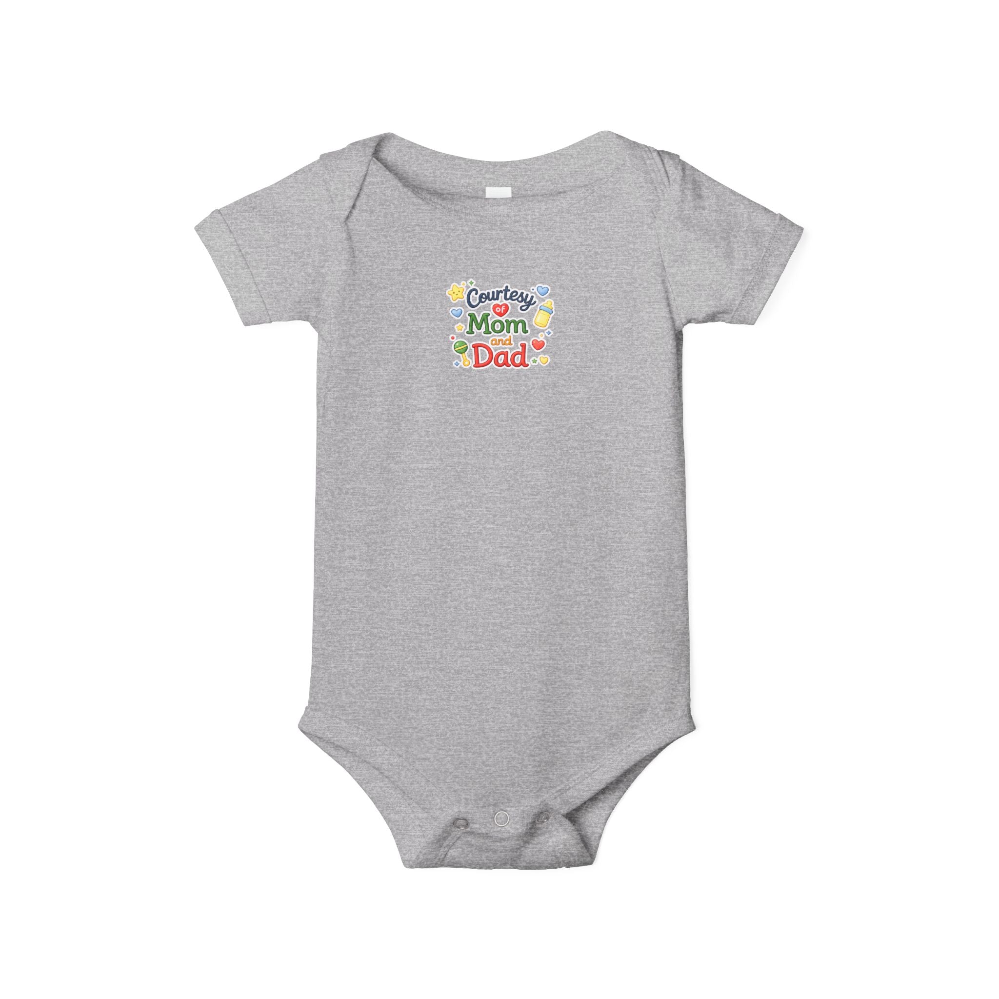 Courtesy of Mom and Dad Baby Onesie Cute Baby Shower Gift Infant Outfit for Boys or Girls Baby Announcement Outfit 7 colors