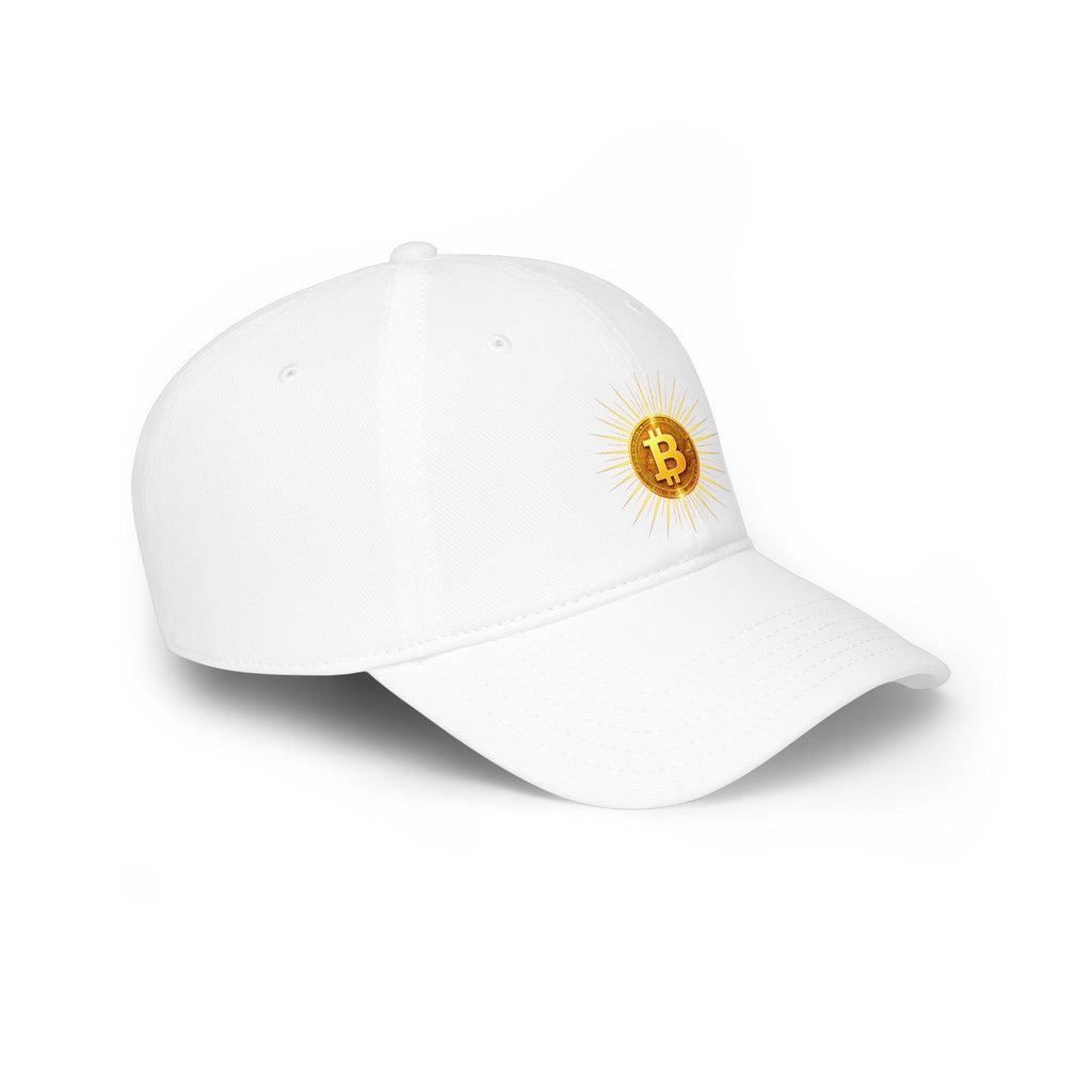 Sats and Stripes Bitcoin Sunburst Baseball Cap White side view