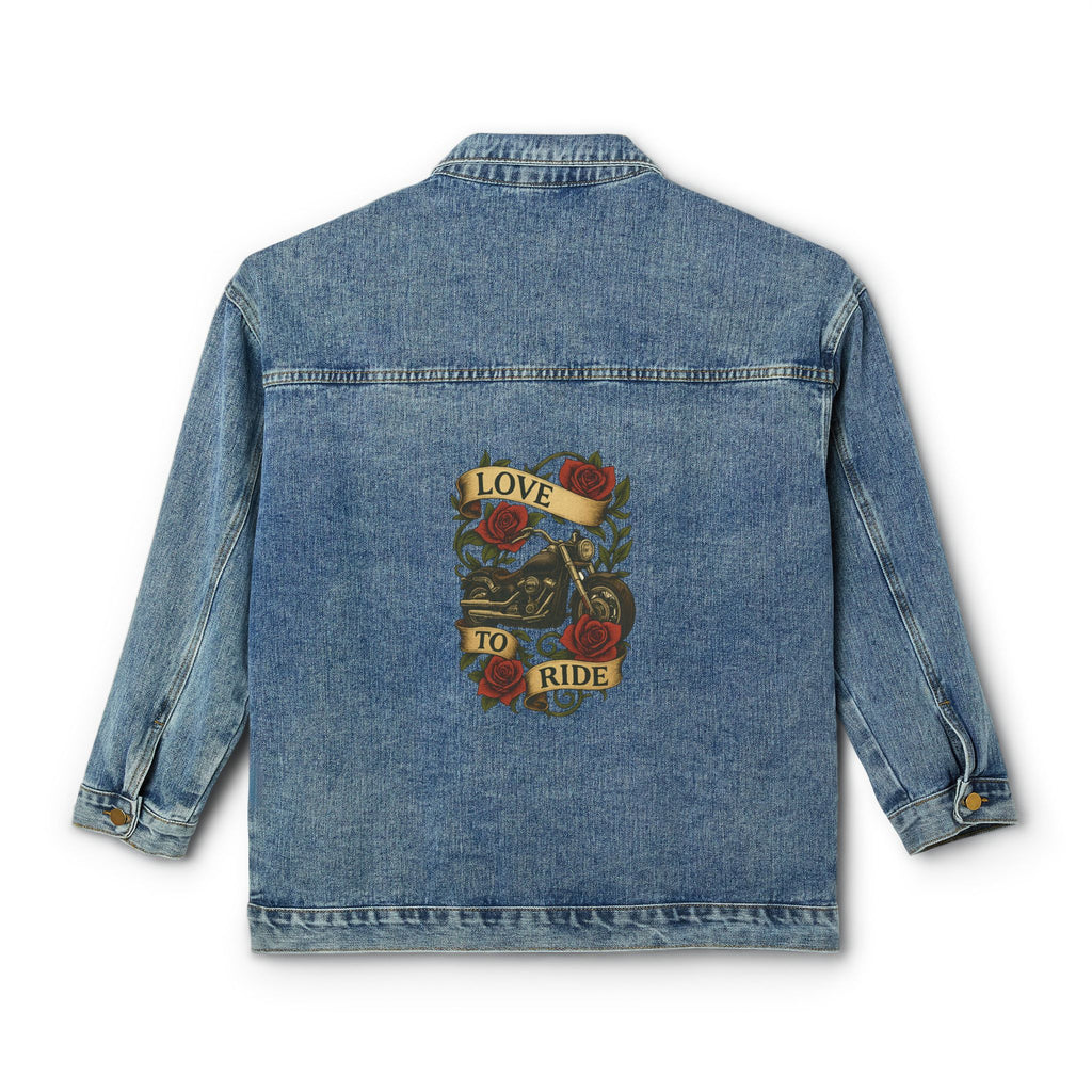 Love to Ride Denim Jacket Women's Harley-Inspired Relaxed Oversized Riding Jacket