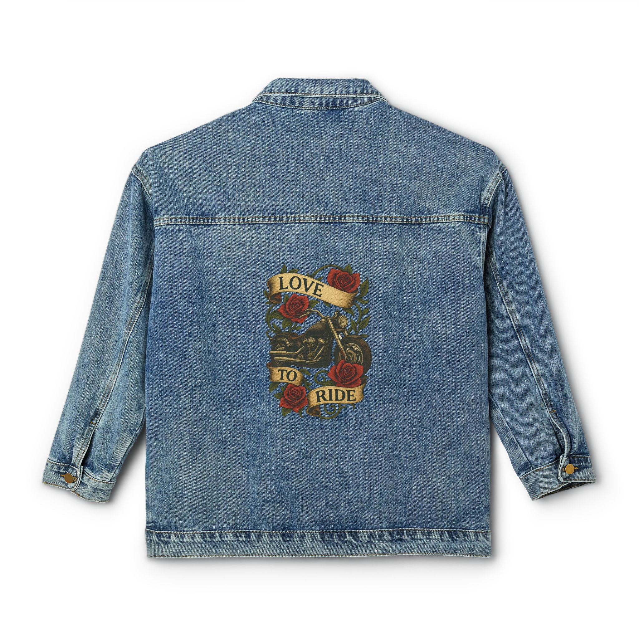 Love to Ride Denim Jacket Women's Harley-Inspired Relaxed Oversized Riding Jacket