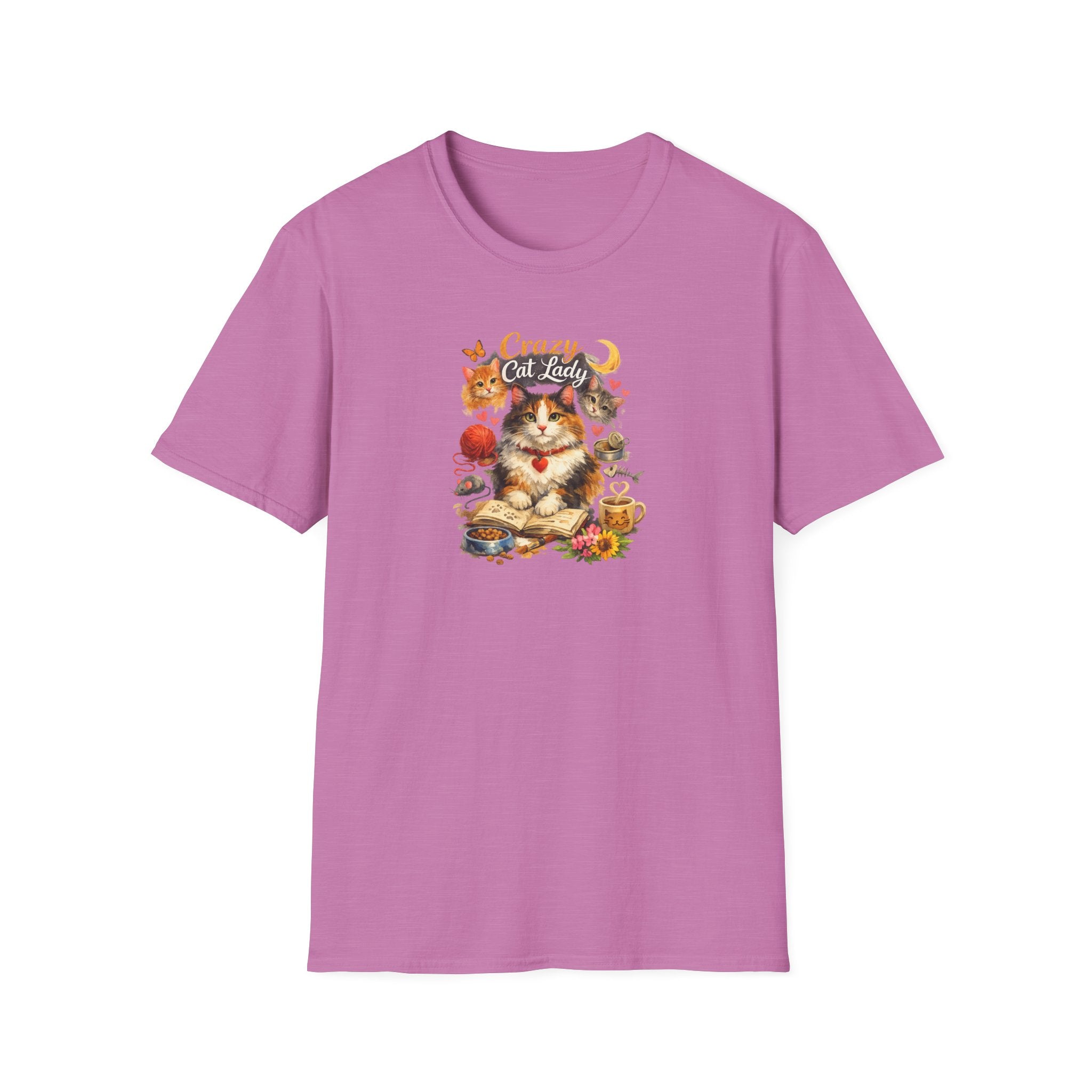 Crazy Cat Lady T-Shirt Cute Cat Mom Graphic Tee Cat Lover Shirt Gift for Cat Moms Whimsical Cat Art Top 8 colors 100% cotton