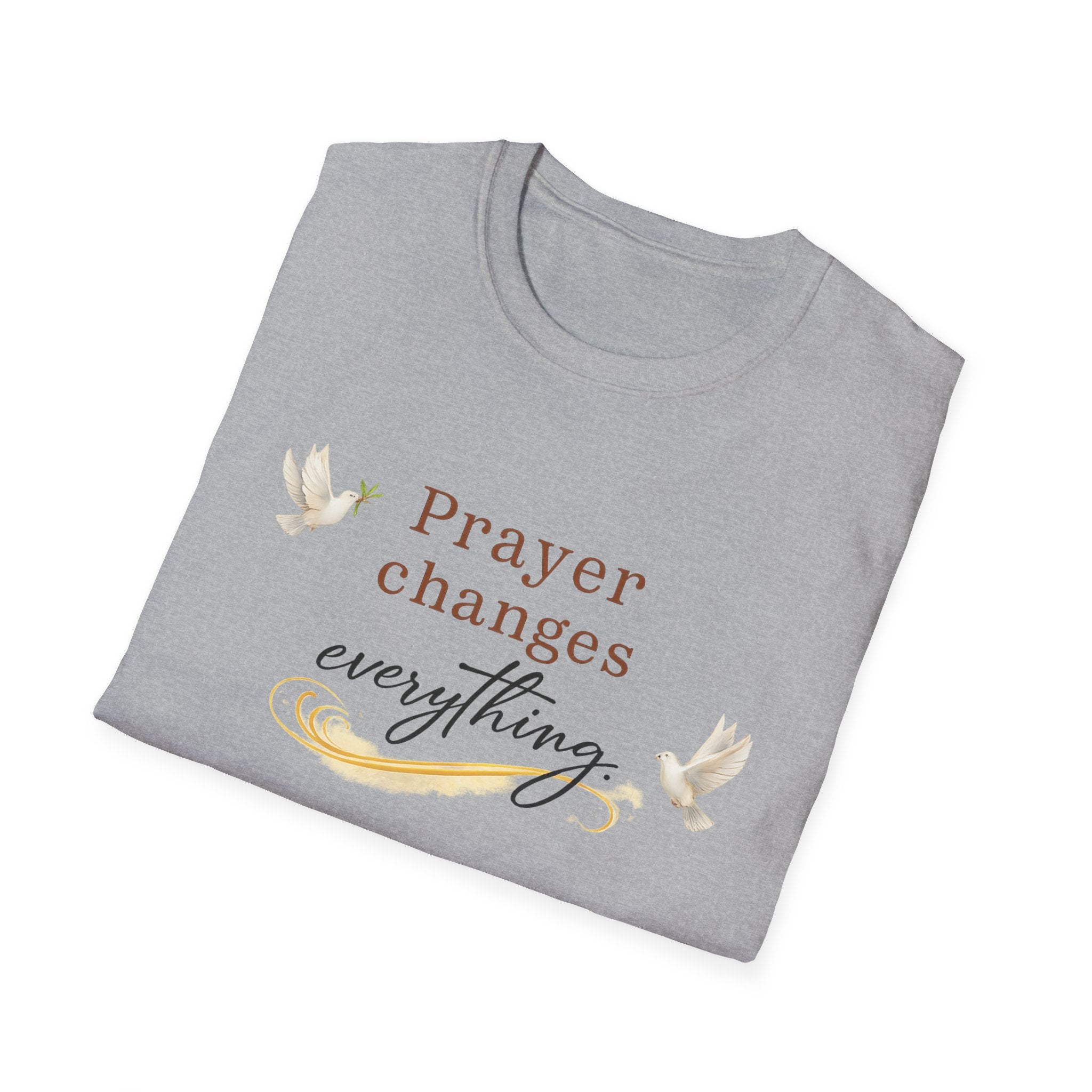 Prayer Changes Everything Shirt Christian Faith T-Shirt for Women Inspirational Church Tee Religious Gift 6 colors 100% cotton