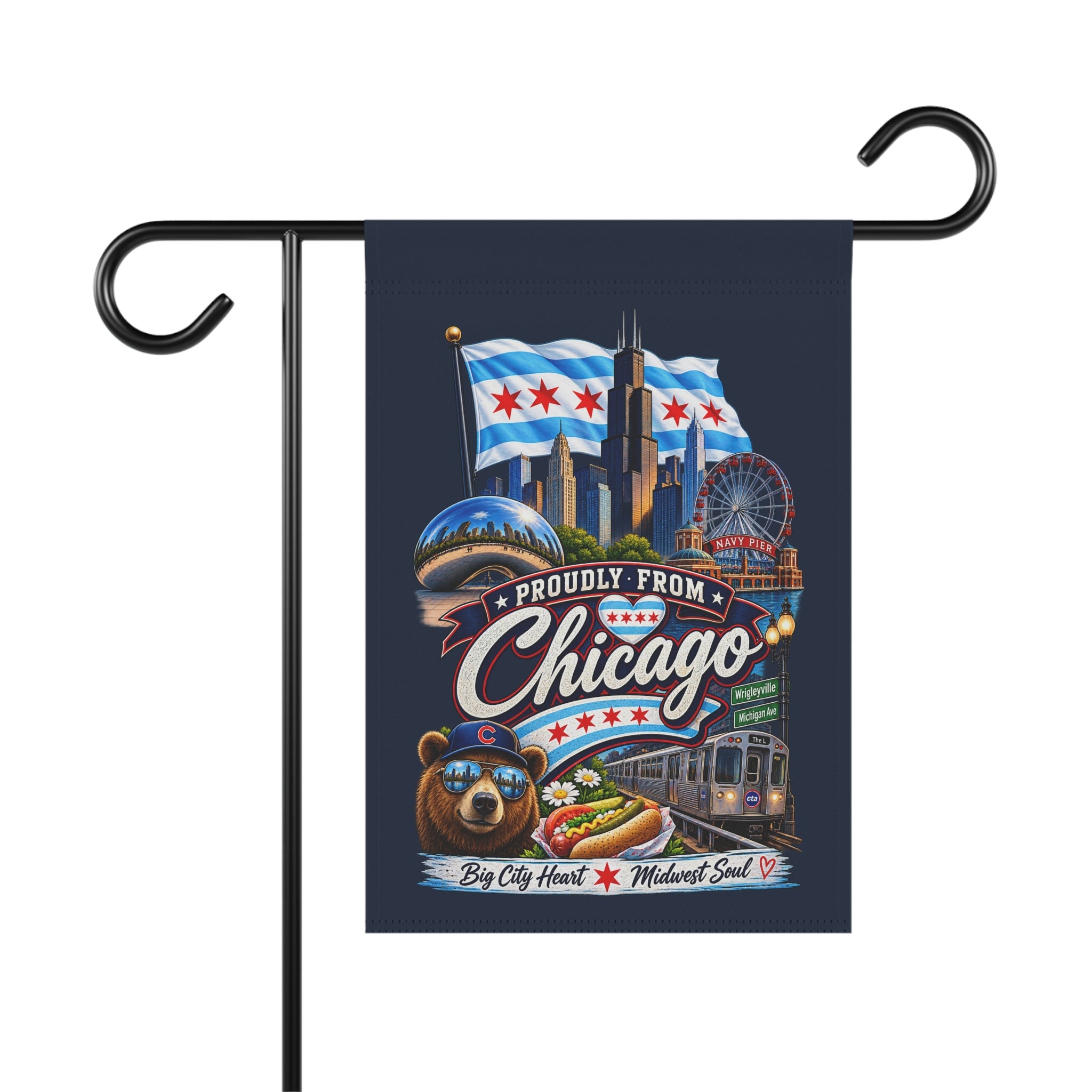 SatsandStripes.com Chicago Pride Garden Flag 12×18 | Big City Heart • Midwest Soul