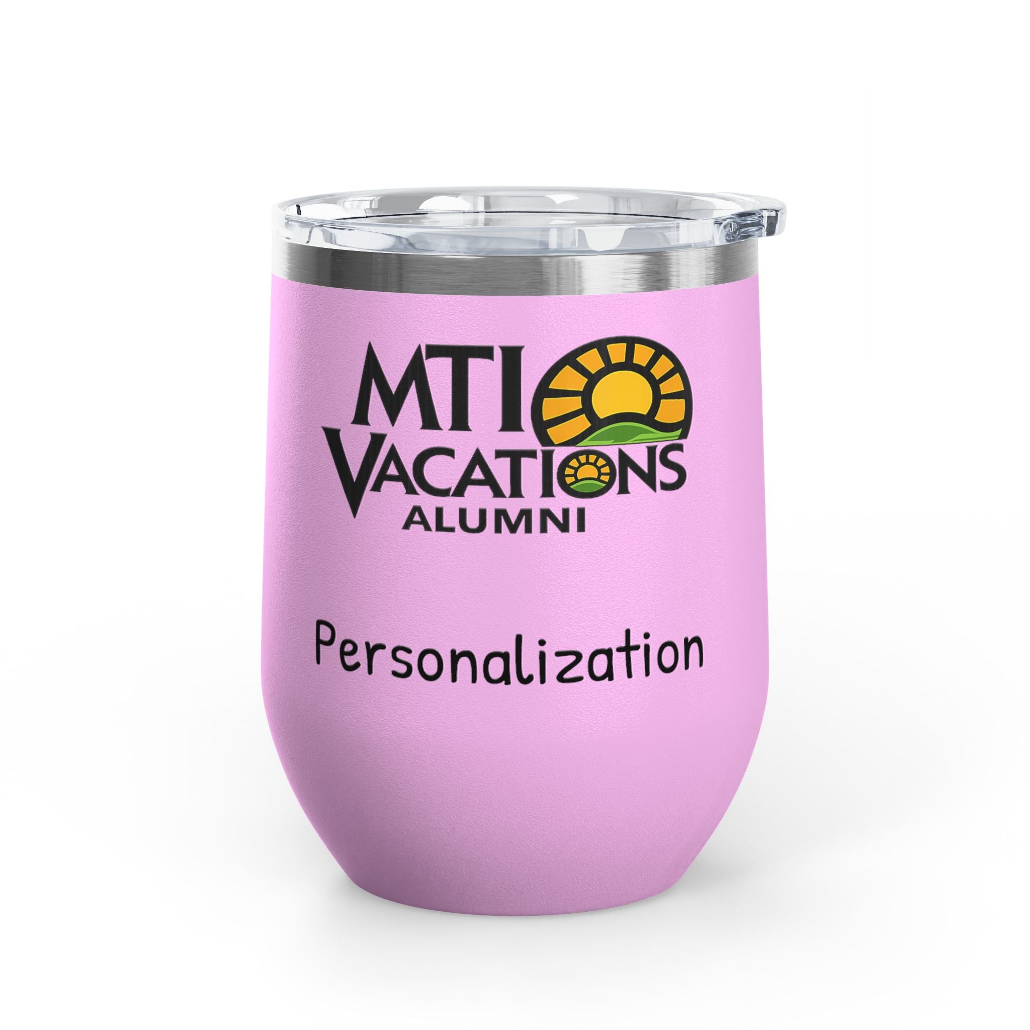 MTI Vacations Personalized Wine Tumbler Travel Mug for Wine Lovers Alumni Keepsake Drinking Companion for Celebrations 12 oz