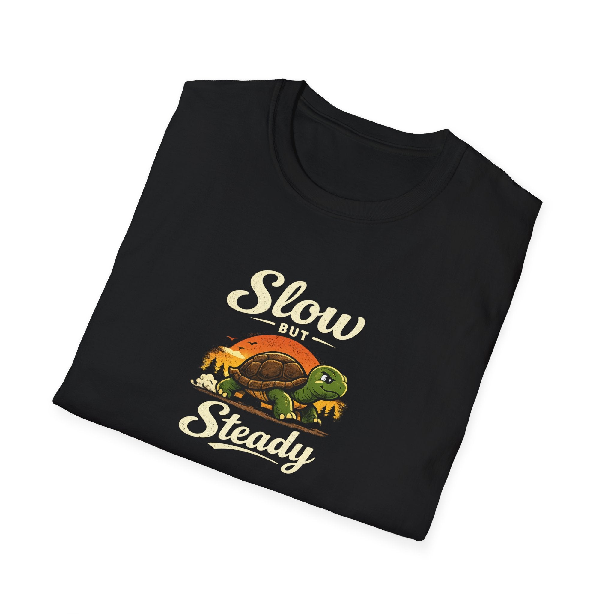Slow But Steady Turtle T-Shirt Motivational Vintage Animal Graphic Tee Progress Over Speed Shirt 8 colors 100% cotton