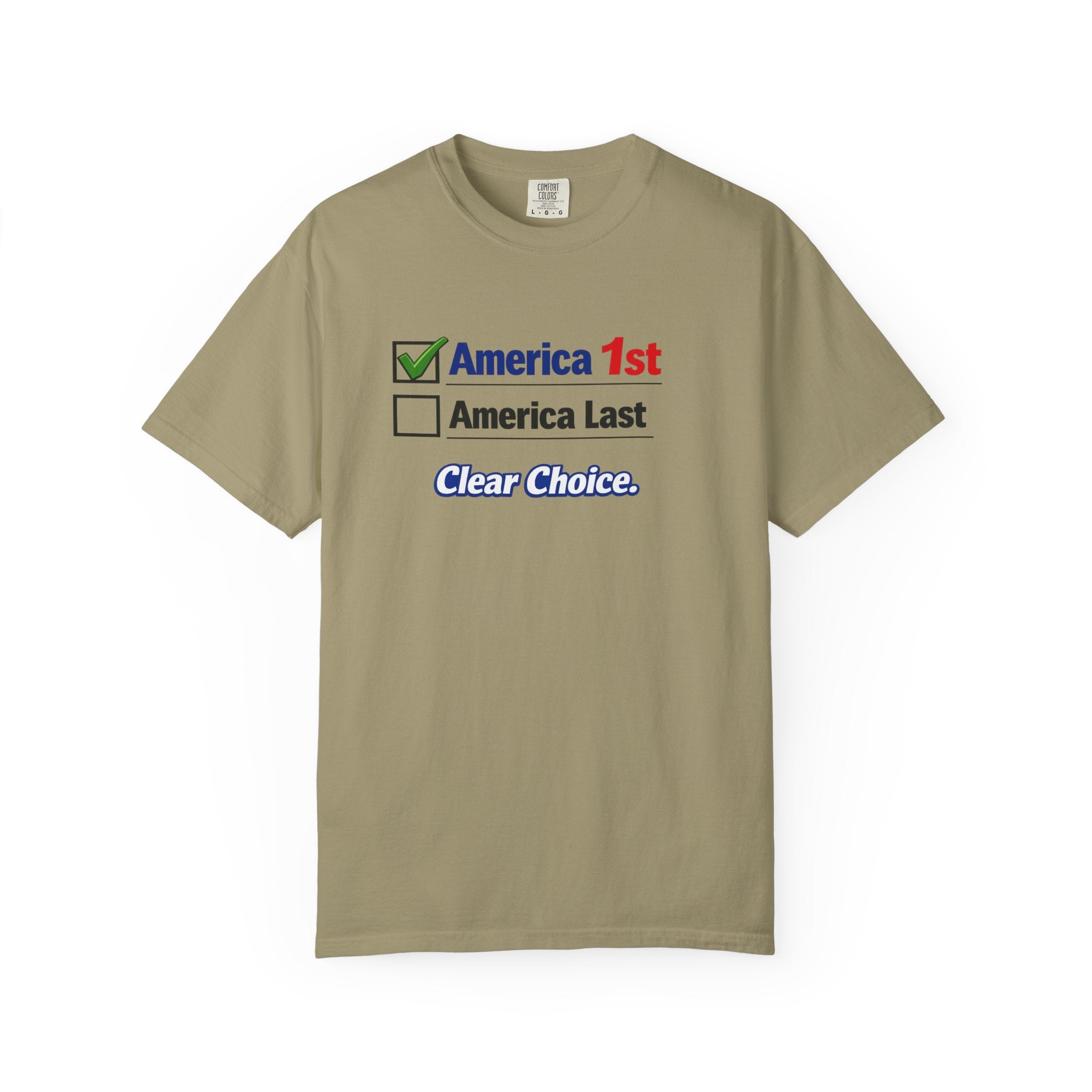 Clear Choice Patriotic Shirt America 1st Checked Tee Bold Freedom T-Shirt Patriotic Gift USA Pride Apparel 5 colors 100% cotton