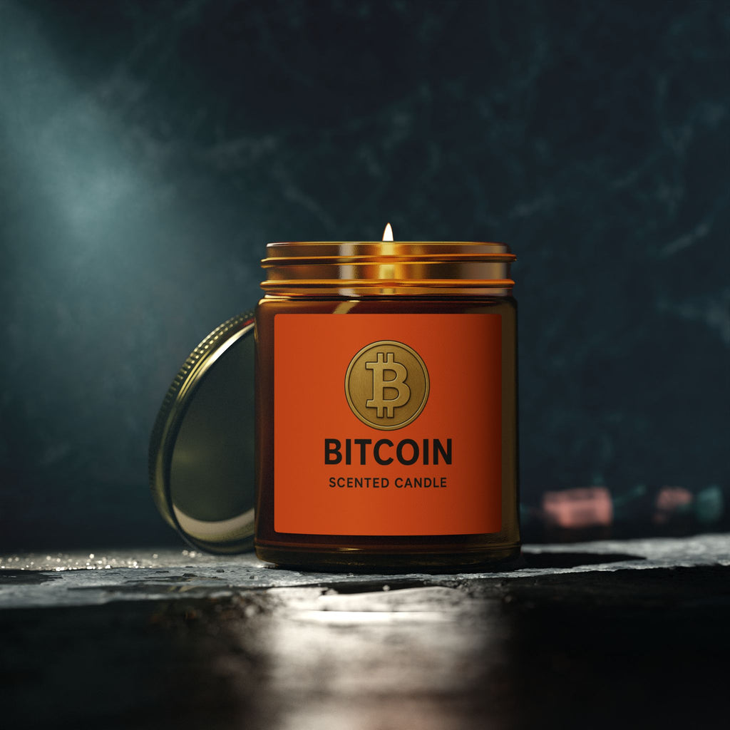 Bitcoin Logo Coconut-Apricot Wax Candle 4 oz & 9 oz sizes 8 fragrances available